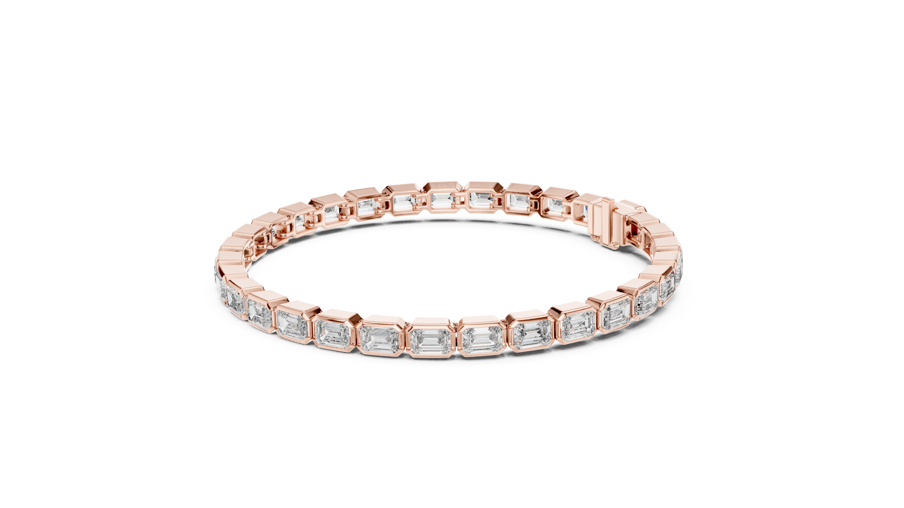 Bezel Set Emerald Cut lab Diamond Tennis Bracelet