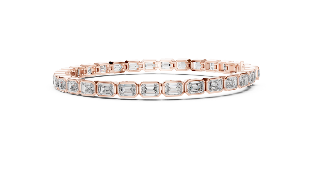 Bezel Set Emerald Cut lab Diamond Tennis Bracelet