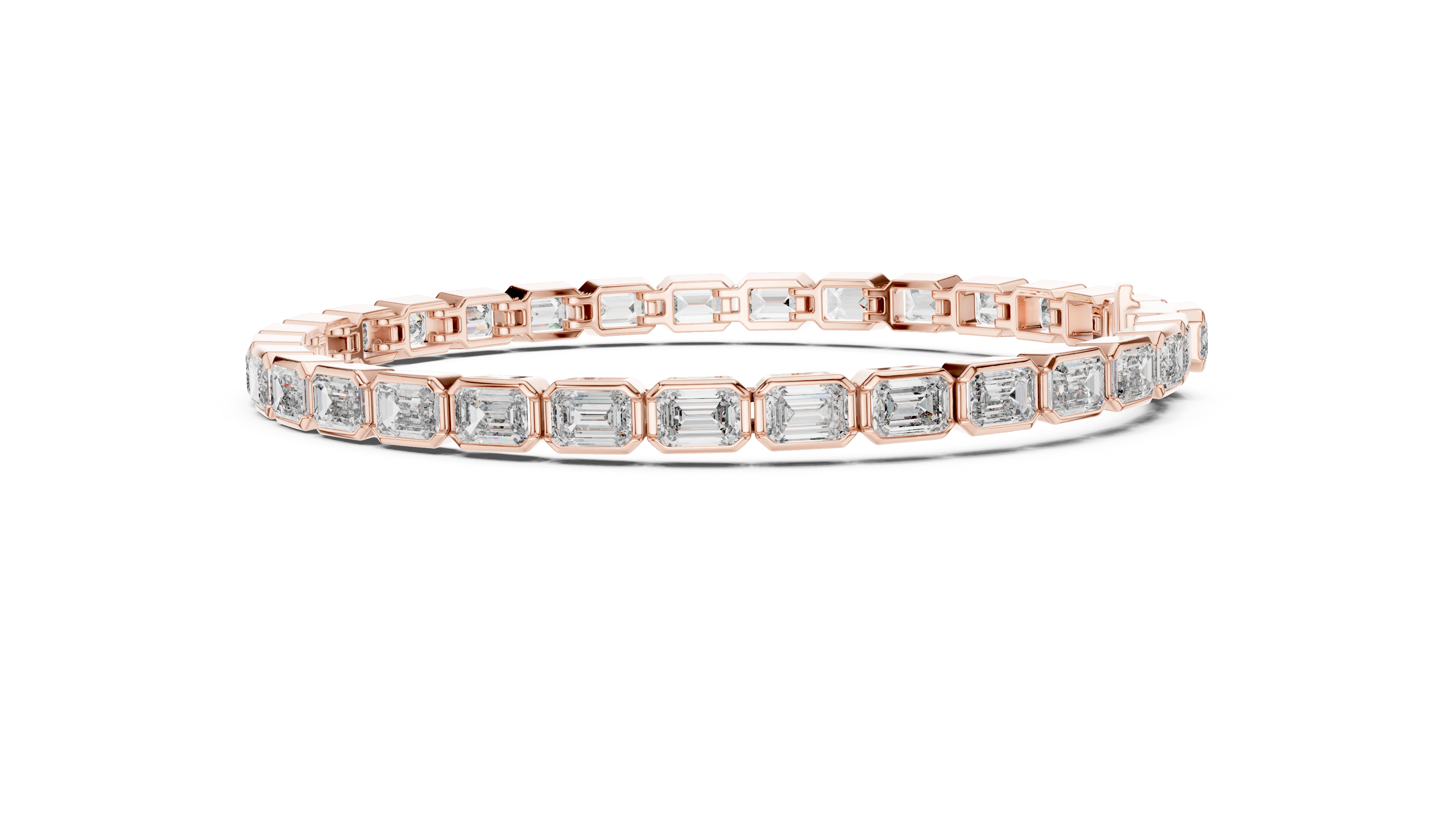 Bezel Set Emerald Cut lab Diamond Tennis Bracelet