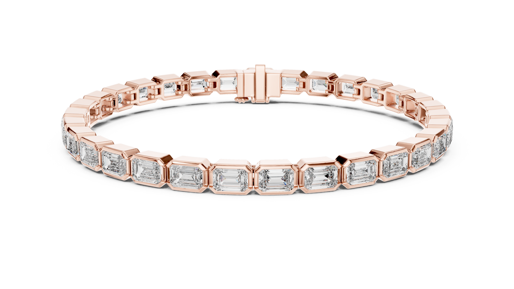 Bezel Set Emerald Cut lab Diamond Tennis Bracelet