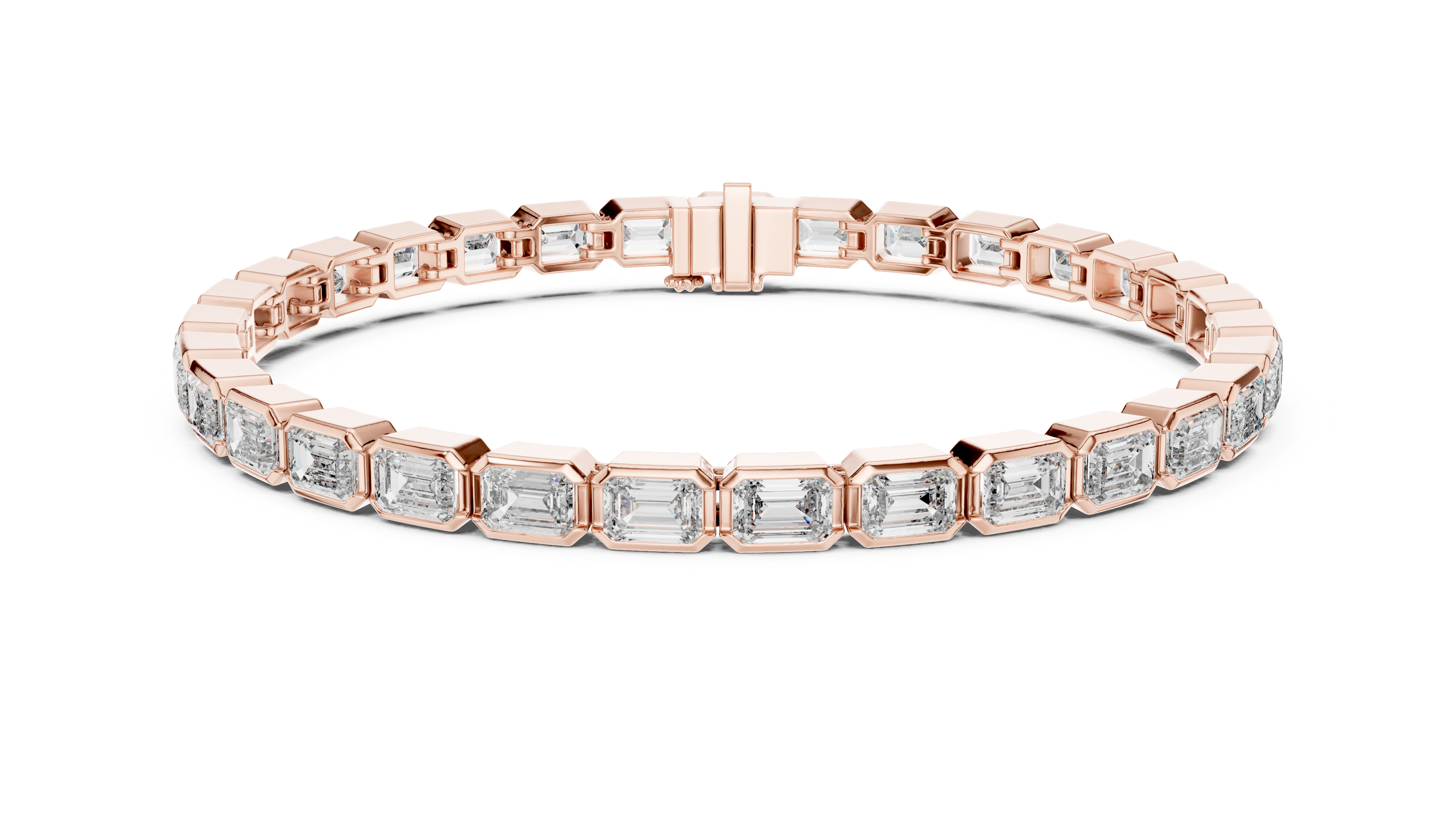 Bezel Set Emerald Cut lab Diamond Tennis Bracelet