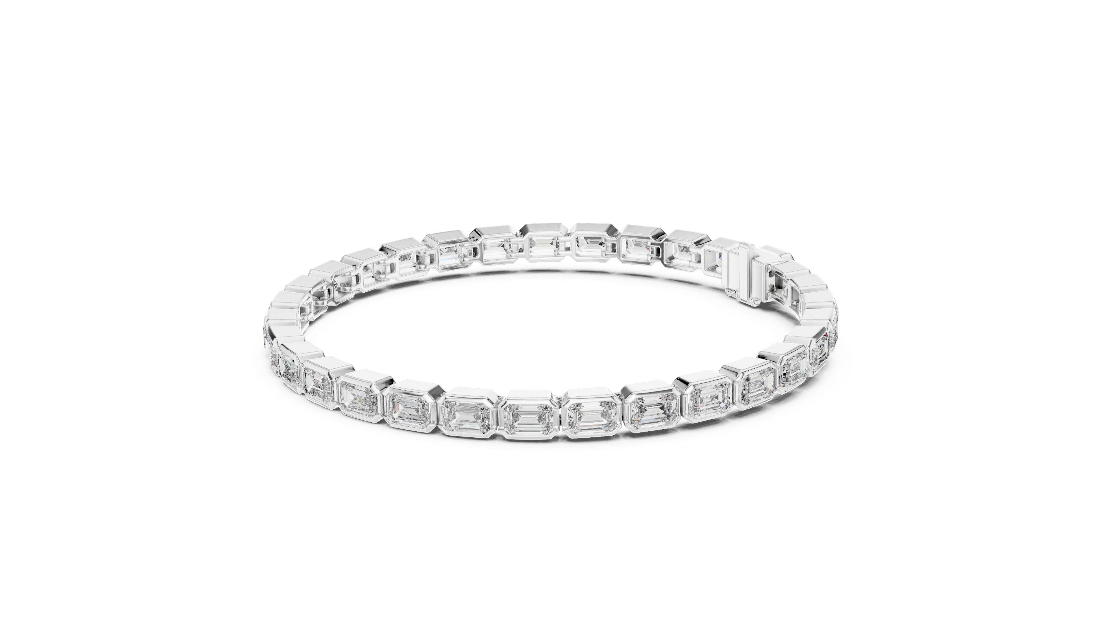 Bezel Set Emerald Cut lab Diamond Tennis Bracelet