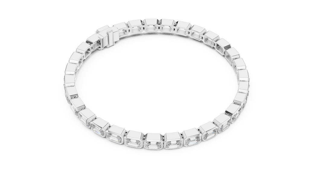 Bezel Set Emerald Cut lab Diamond Tennis Bracelet
