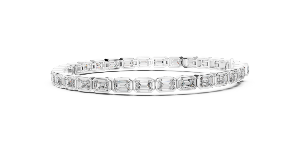 Bezel Set Emerald Cut lab Diamond Tennis Bracelet