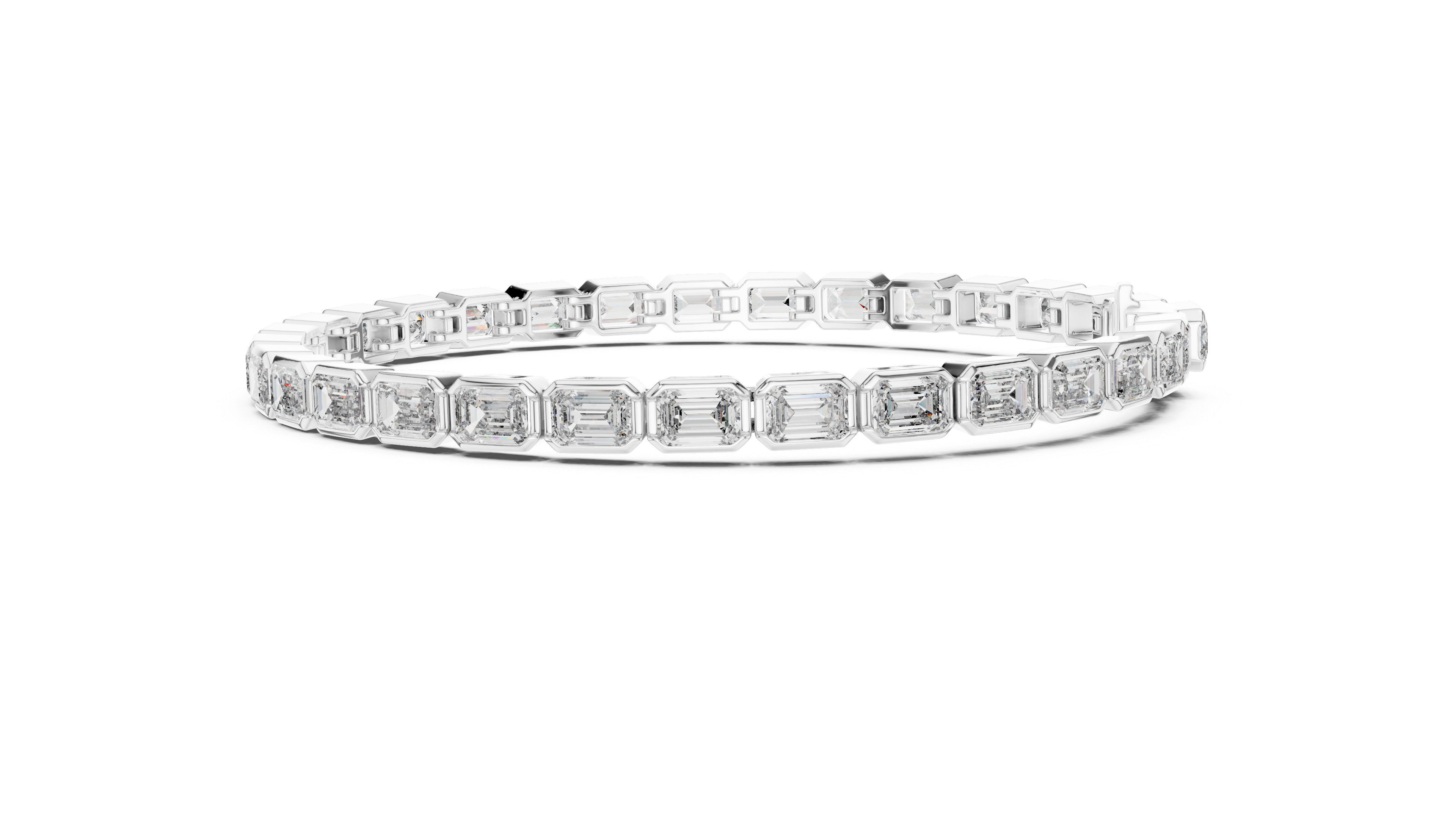 Bezel Set Emerald Cut lab Diamond Tennis Bracelet