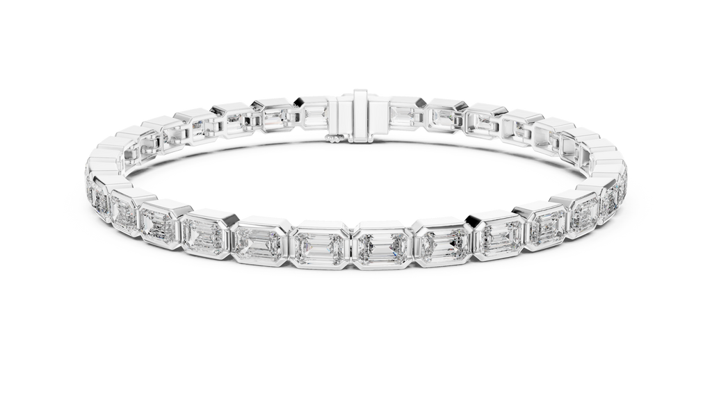 Bezel Set Emerald Cut lab Diamond Tennis Bracelet
