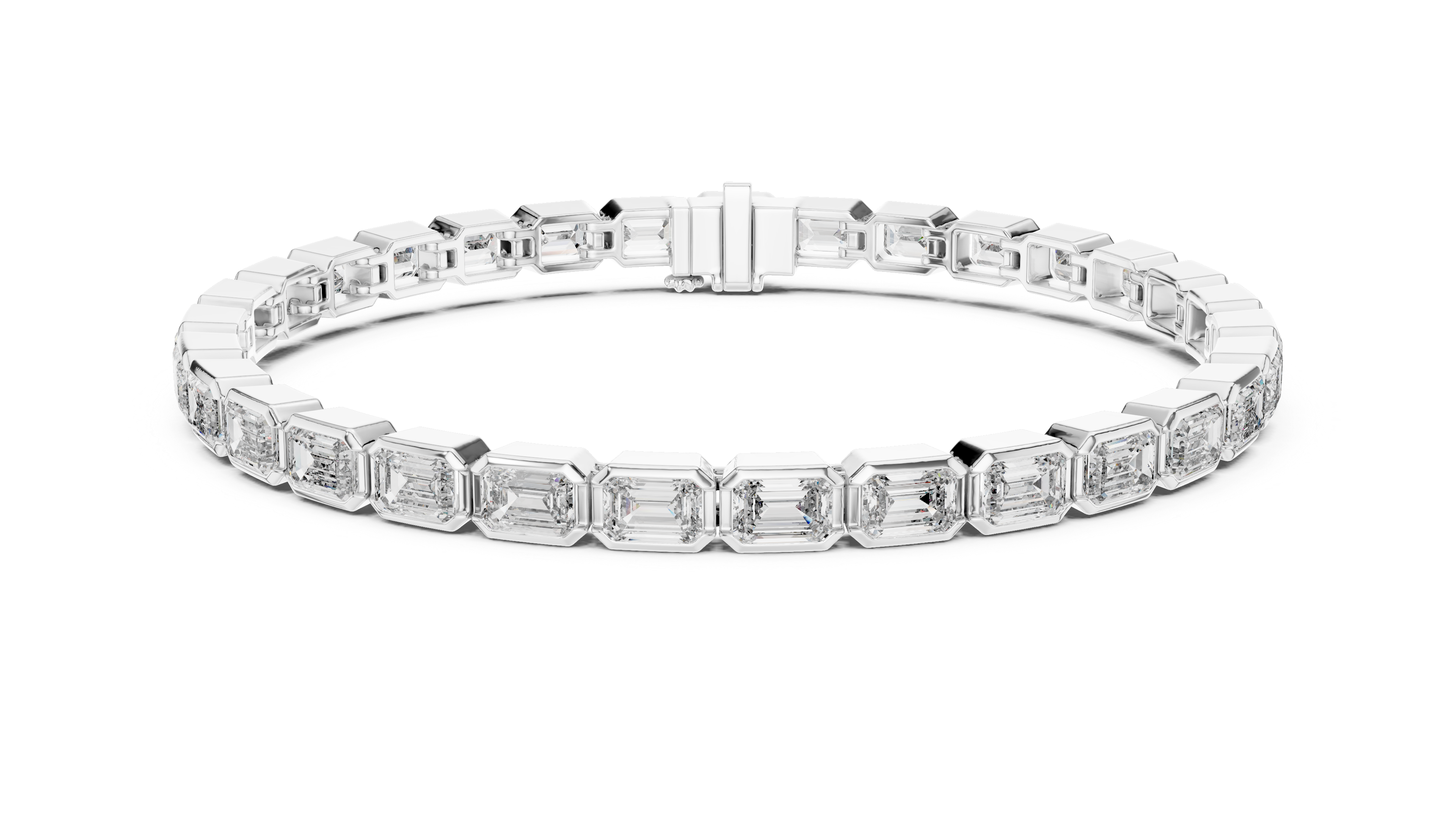 Bezel Set Emerald Cut lab Diamond Tennis Bracelet