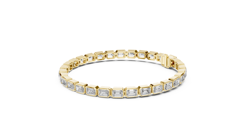 Bezel Set Emerald Cut lab Diamond Tennis Bracelet