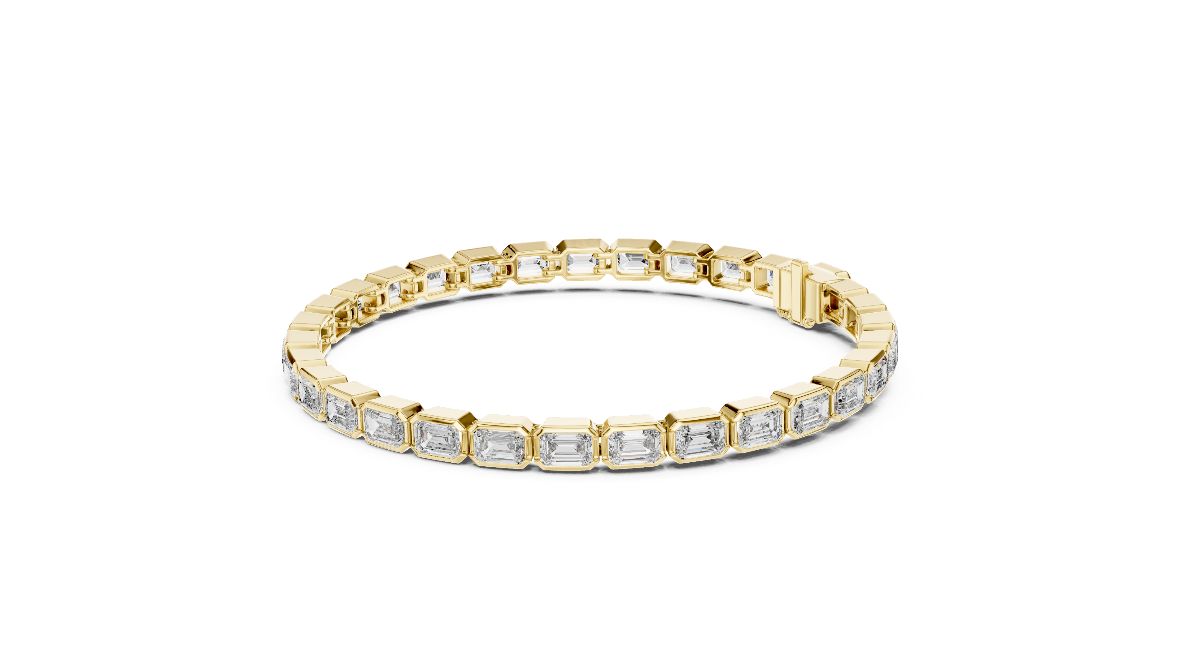 Bezel Set Emerald Cut lab Diamond Tennis Bracelet