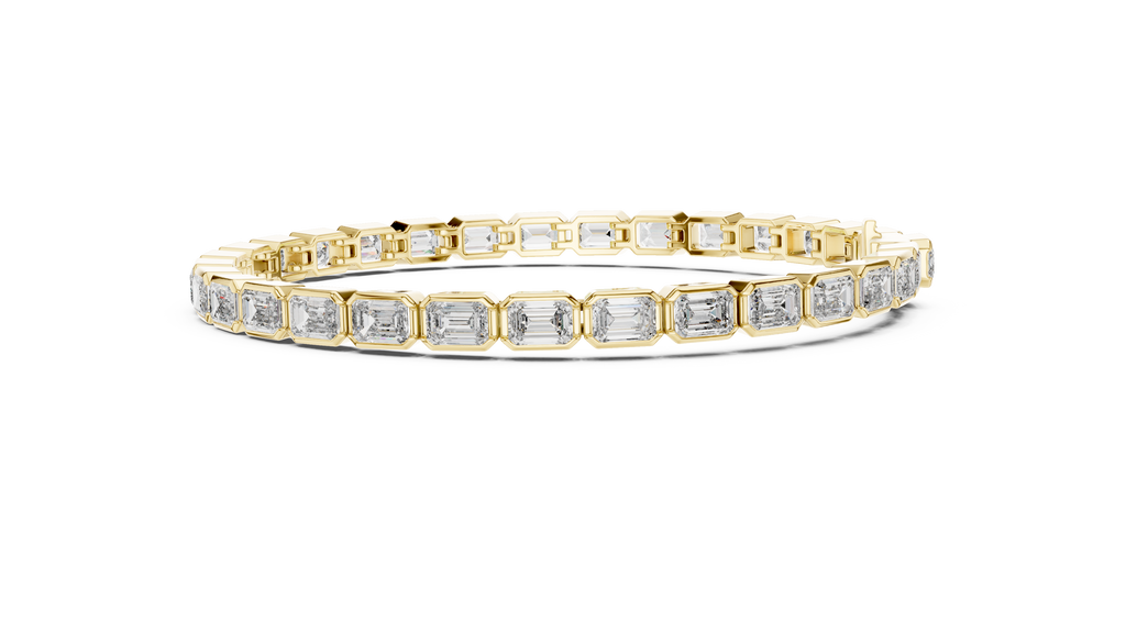 Bezel Set Emerald Cut lab Diamond Tennis Bracelet