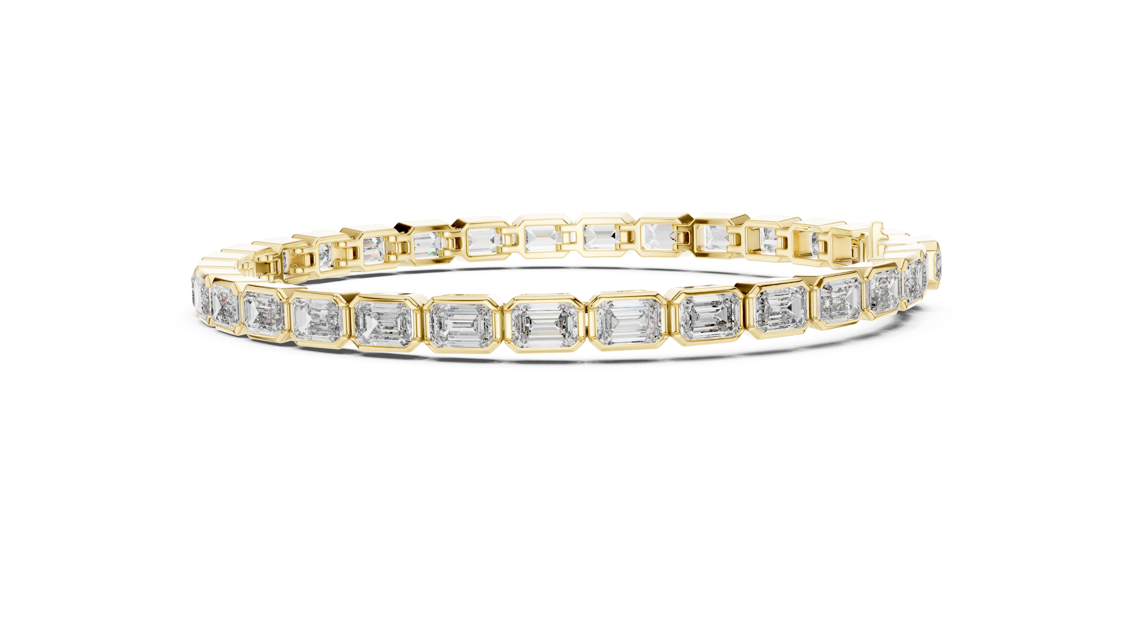 Bezel Set Emerald Cut lab Diamond Tennis Bracelet