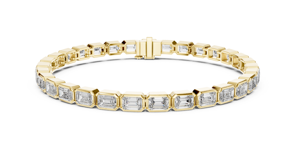 Bezel Set Emerald Cut lab Diamond Tennis Bracelet