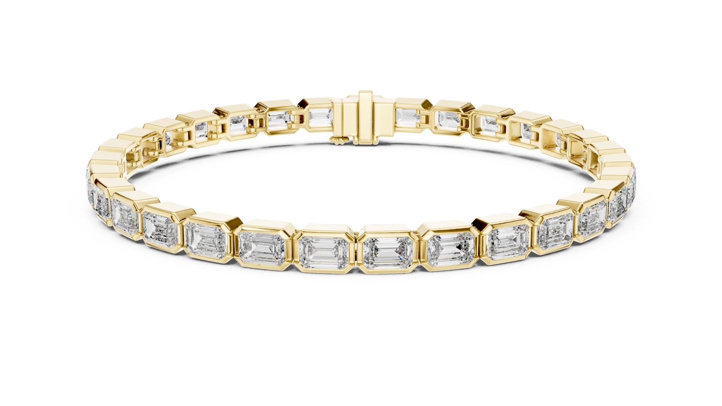 Bezel Set Emerald Cut lab Diamond Tennis Bracelet