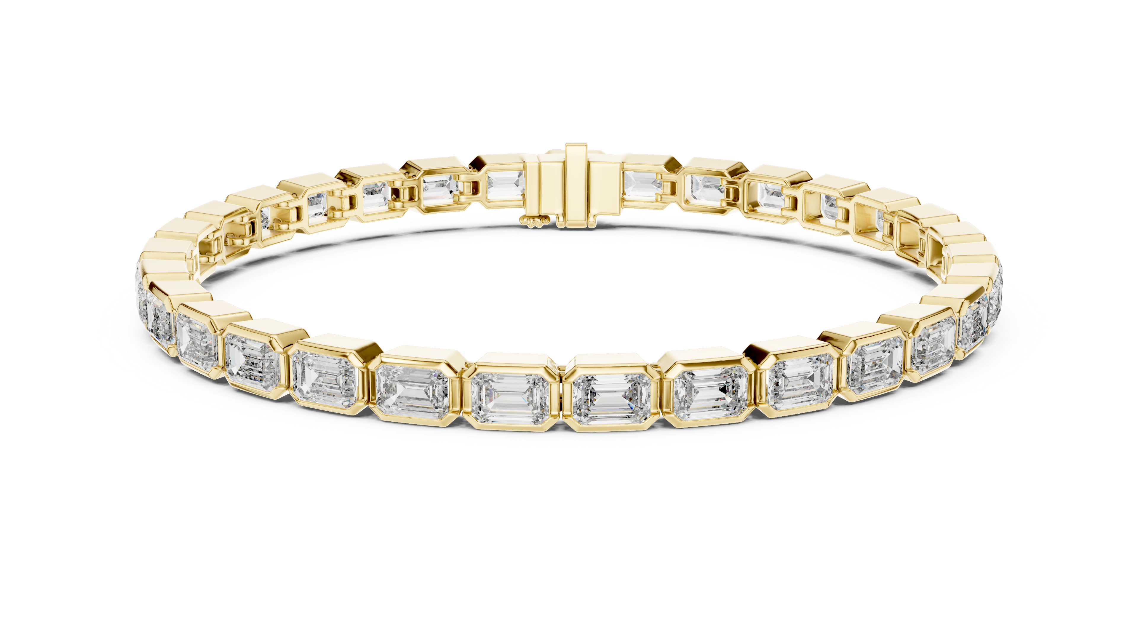 Bezel Set Emerald Cut lab Diamond Tennis Bracelet