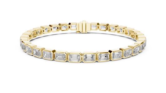 Bezel Set Emerald Cut lab Diamond Tennis Bracelet