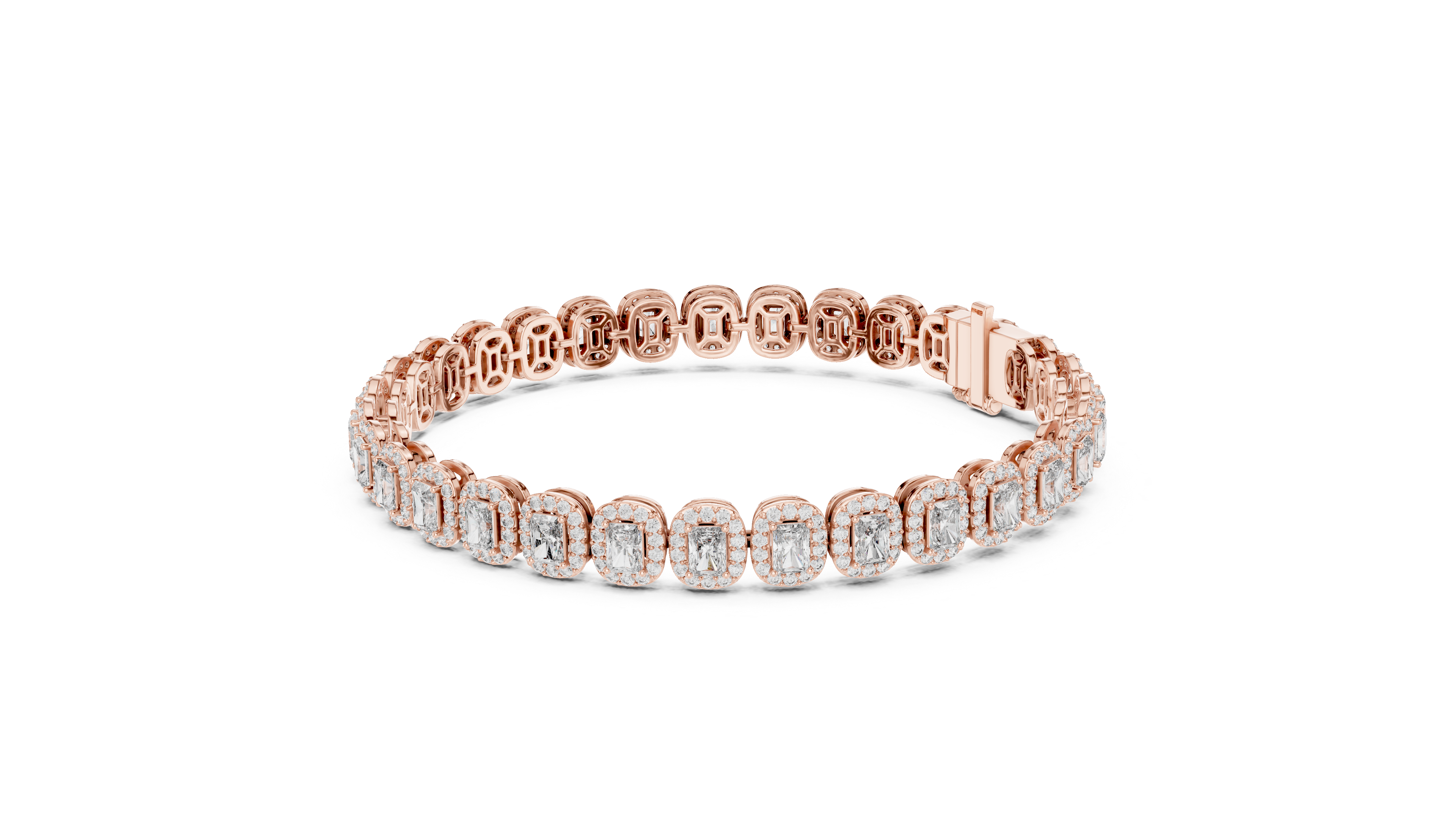 Halo Radiant Cut Lab Diamond Bracelet