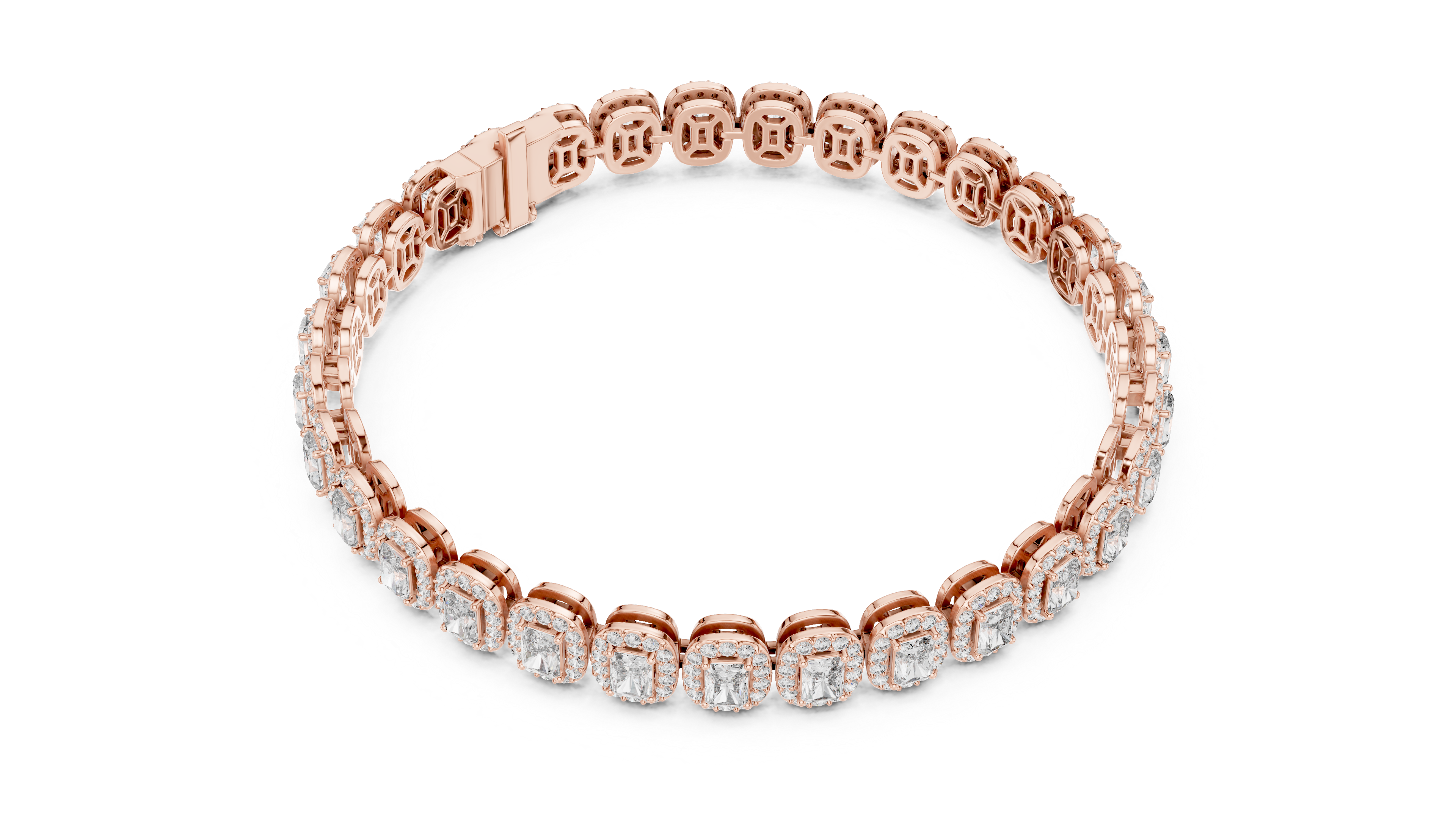 Halo Radiant Cut Lab Diamond Bracelet