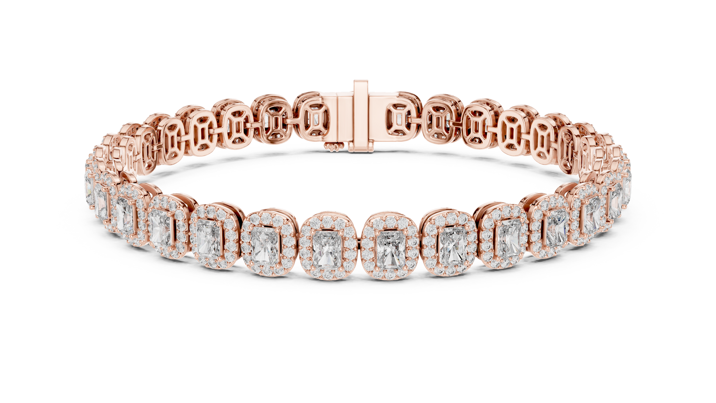 Halo Radiant Cut Lab Diamond Bracelet