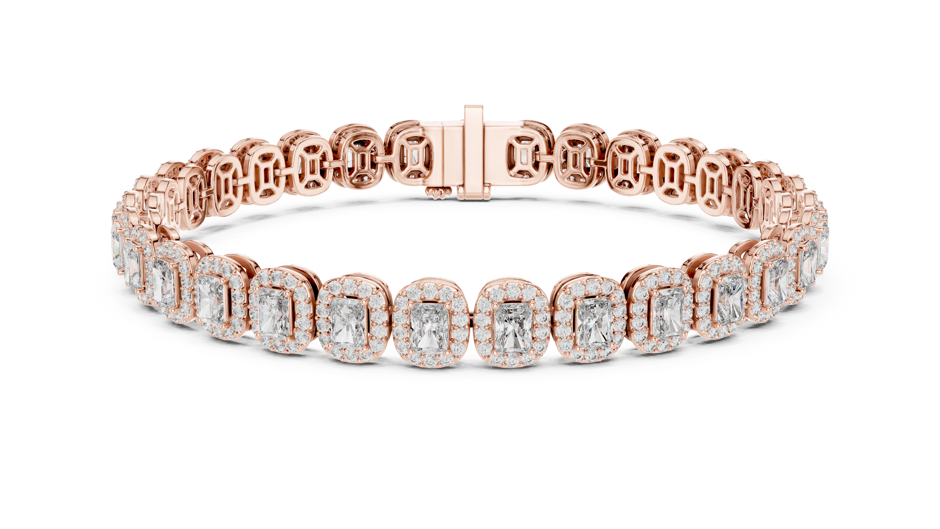 Halo Radiant Cut Lab Diamond Bracelet