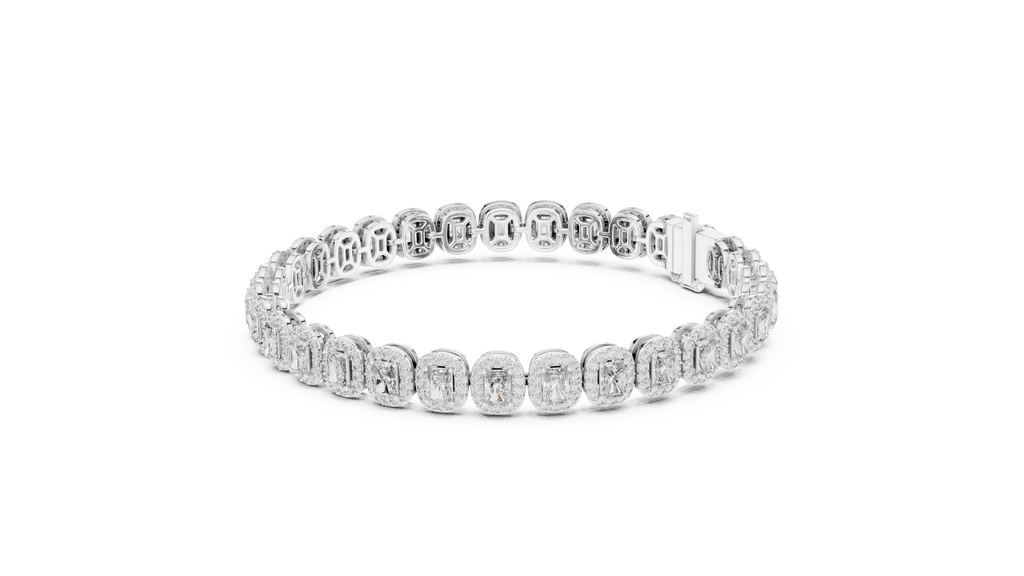 Halo Radiant Cut Lab Diamond Bracelet