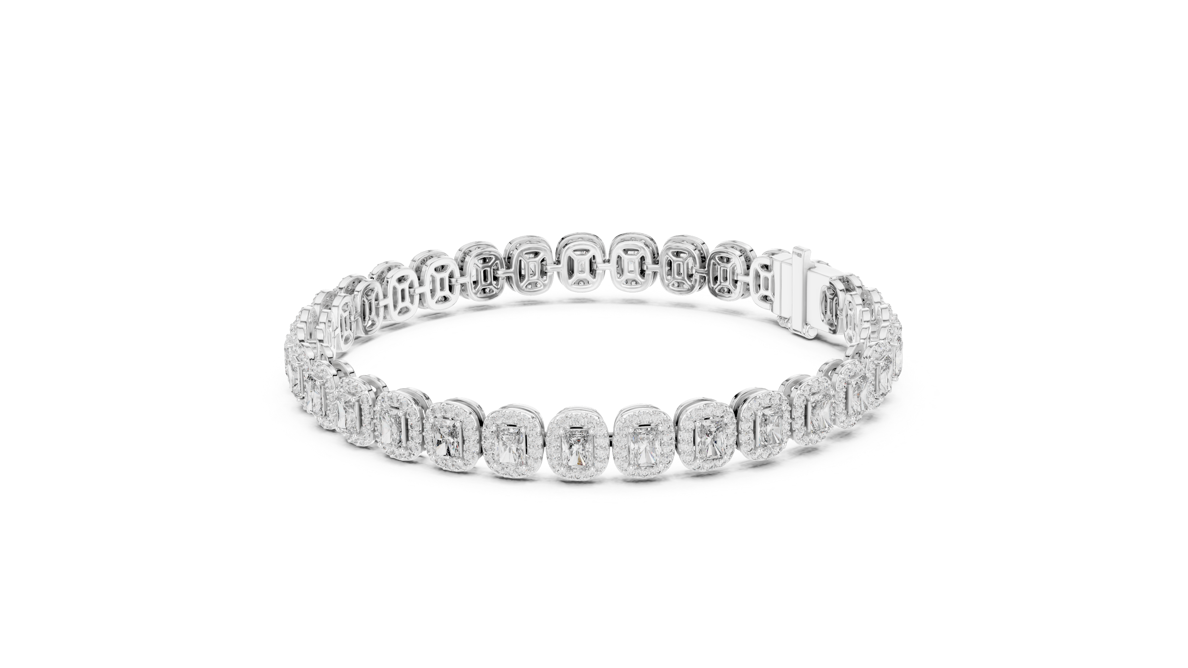 Halo Radiant Cut Lab Diamond Bracelet