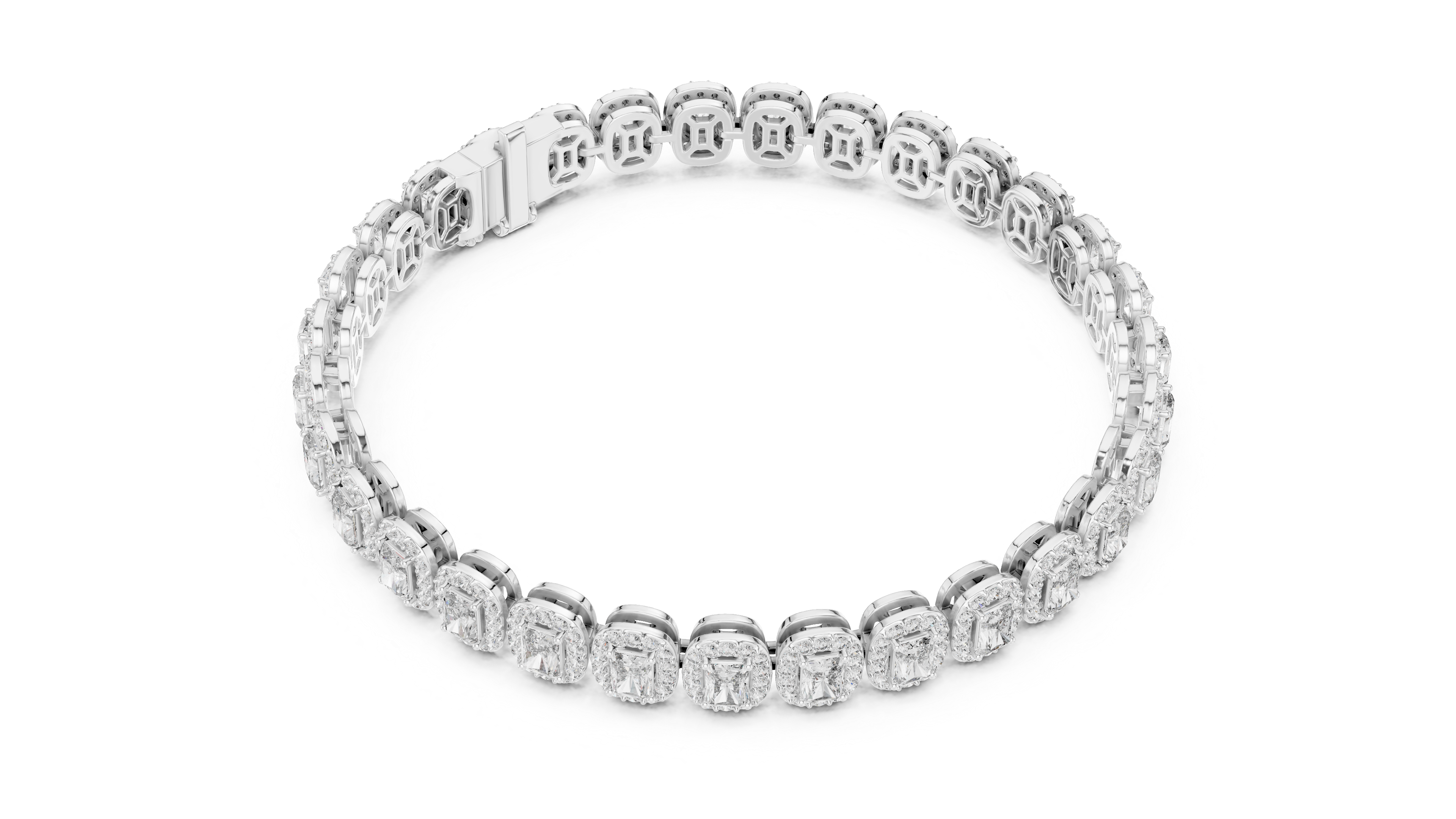 Halo Radiant Cut Lab Diamond Bracelet