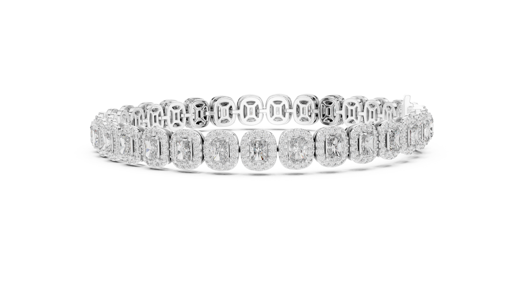 Halo Radiant Cut Lab Diamond Bracelet