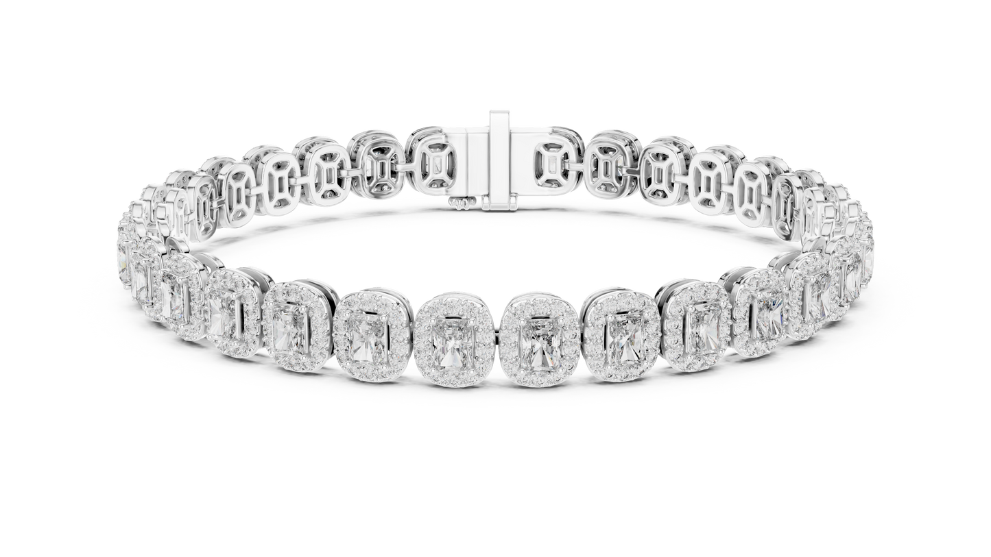 Halo Radiant Cut Lab Diamond Bracelet