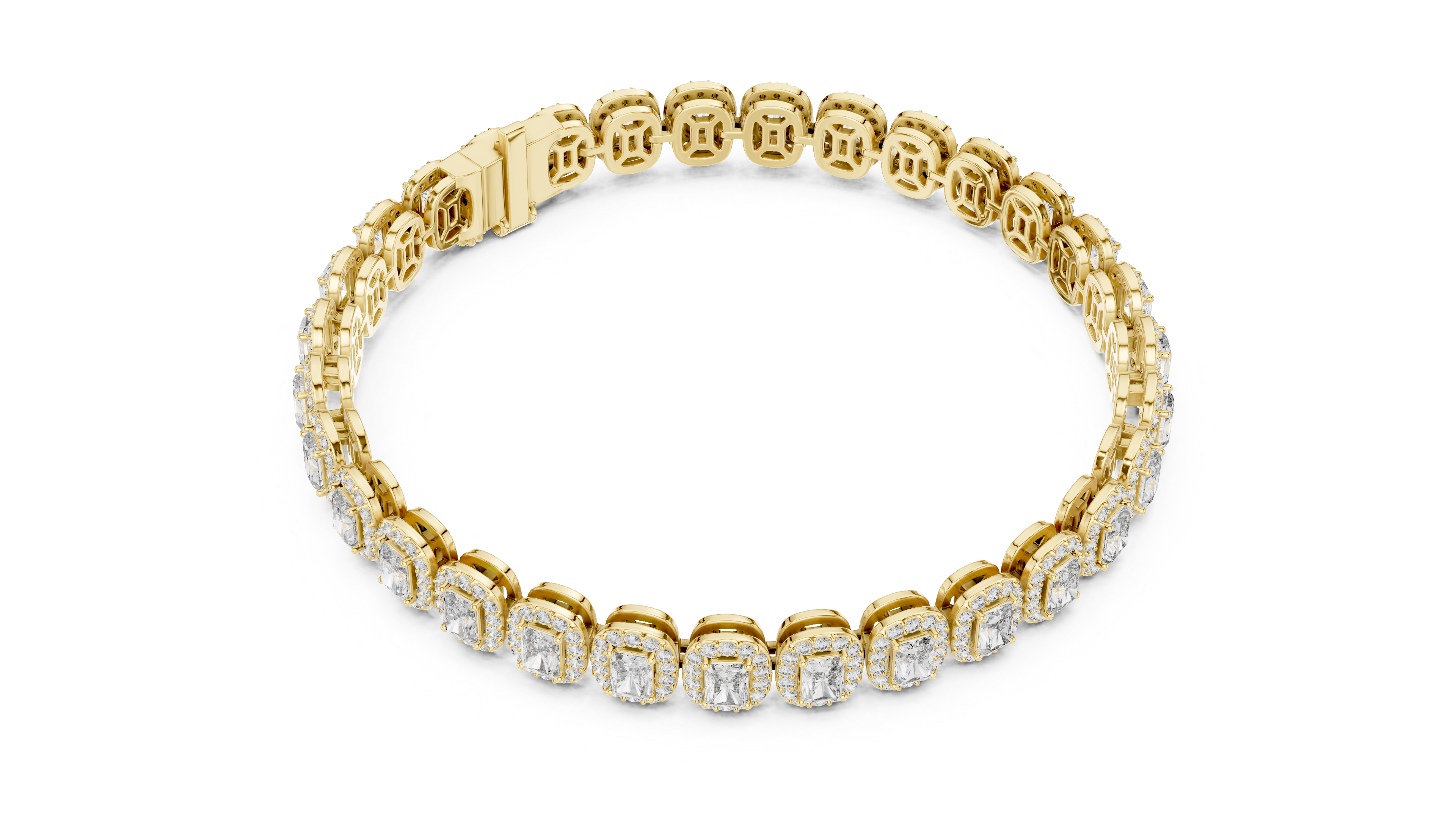Halo Radiant Cut Lab Diamond Bracelet