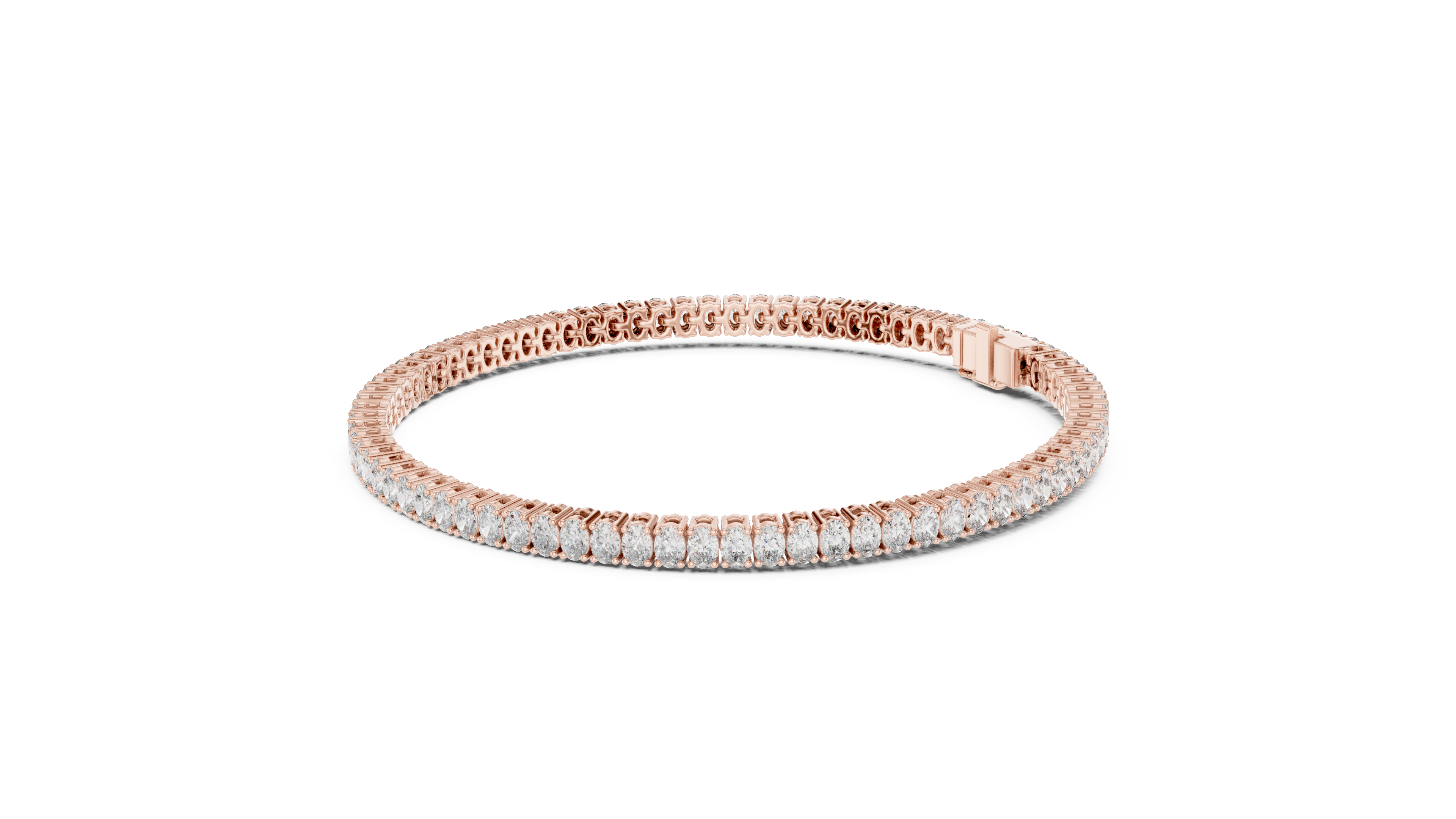 Oval Diamond Tennis Bracelet With Prong Setting