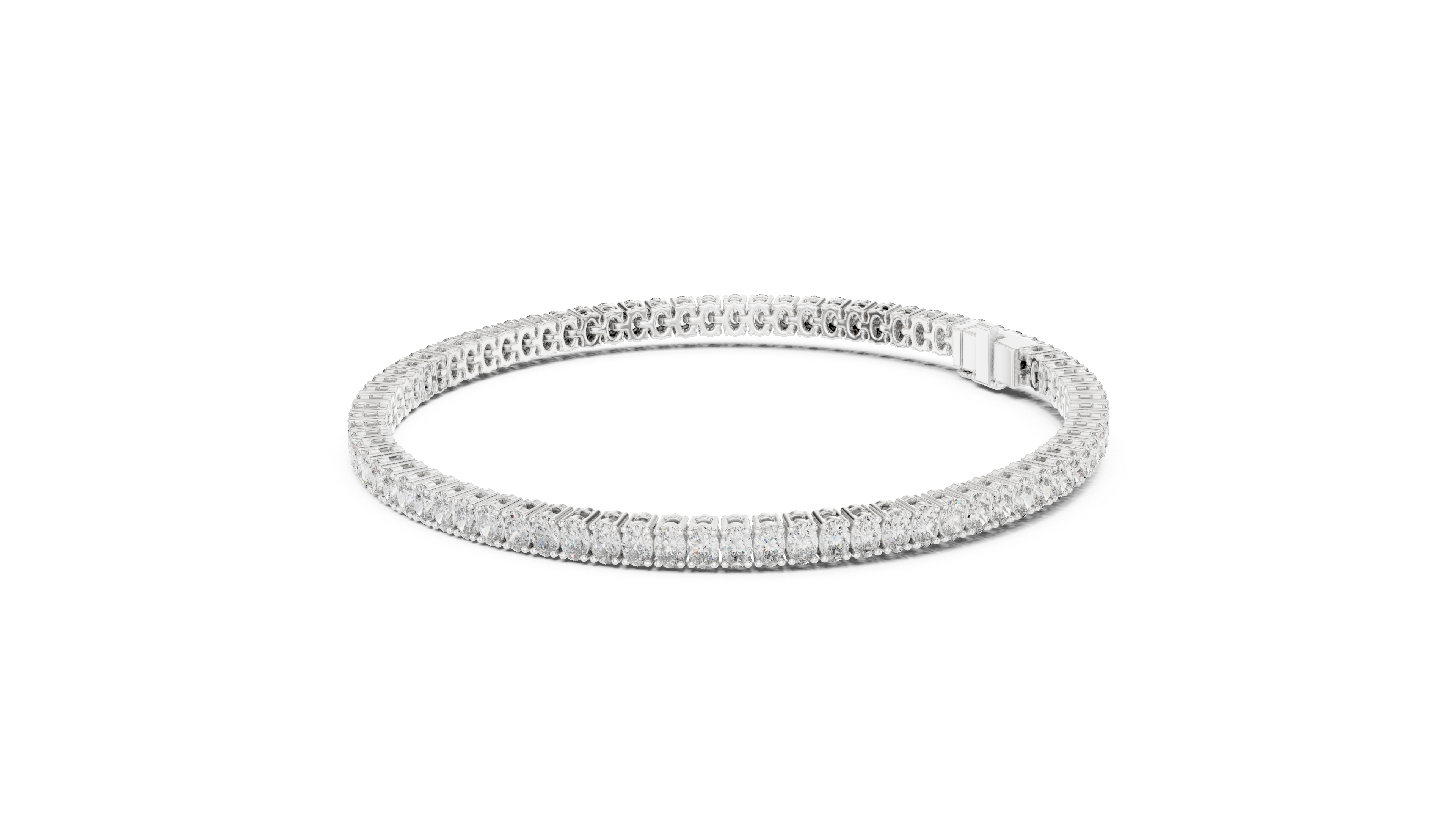 Oval Diamond Tennis Bracelet With Prong Setting