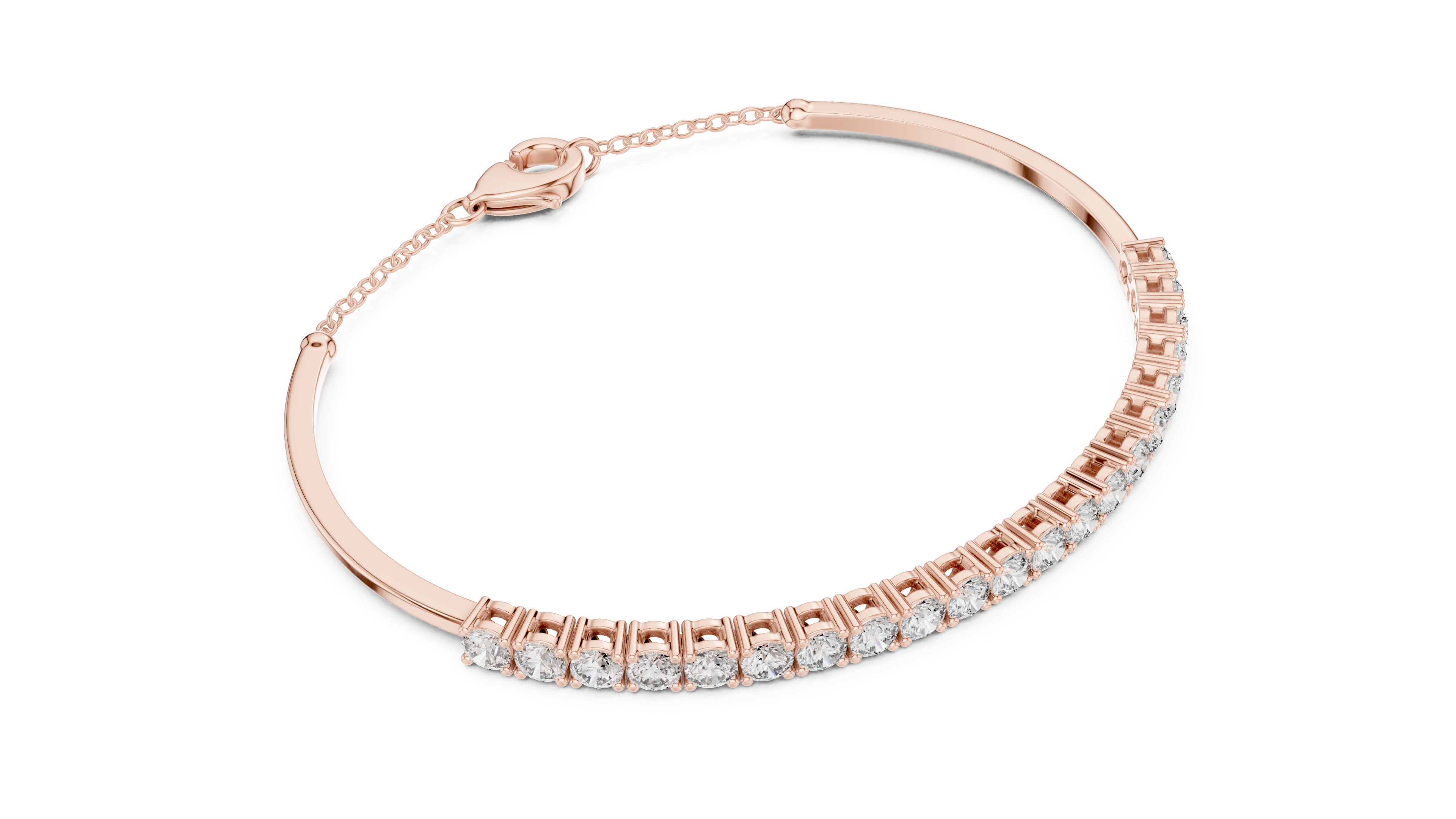 Classic Chain Bangle With Round Diamond