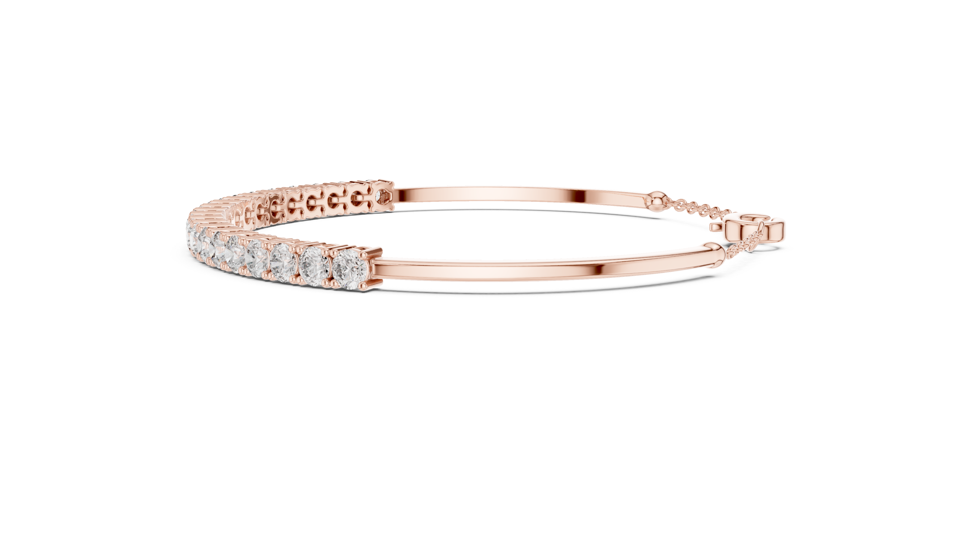 Classic Chain Bangle With Round Diamond