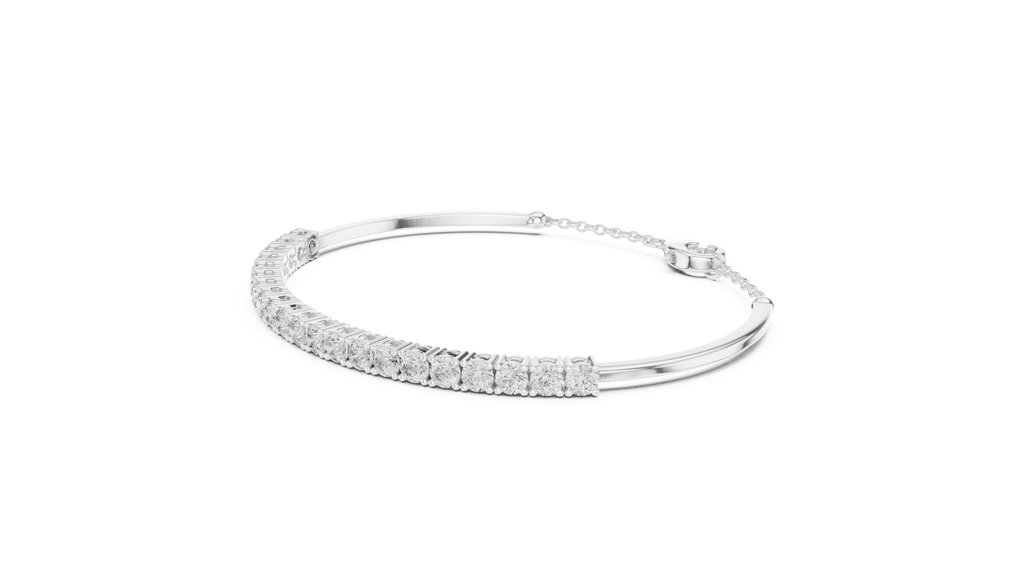 Classic Chain Bangle With Round Diamond
