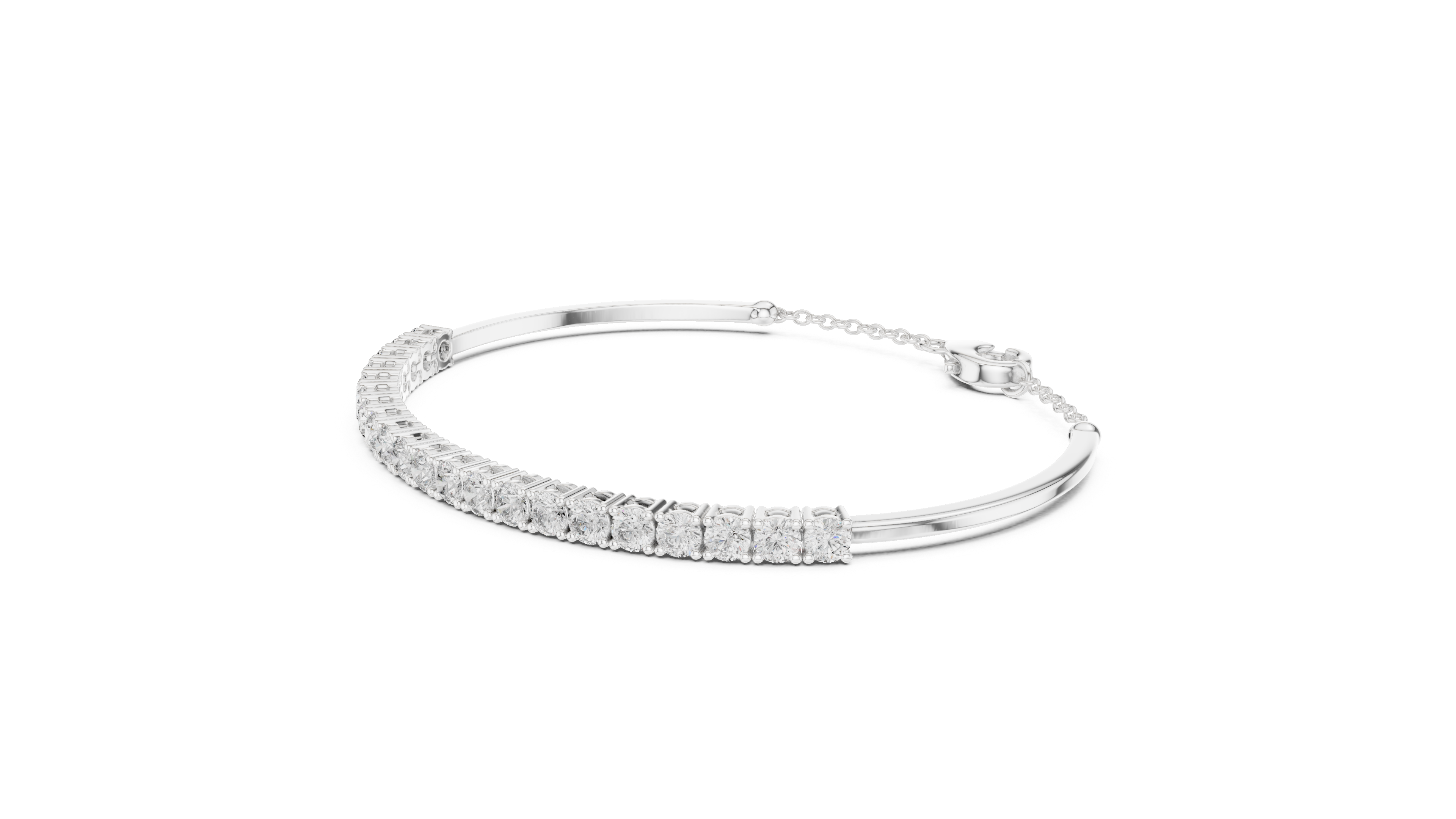 Classic Chain Bangle With Round Diamond