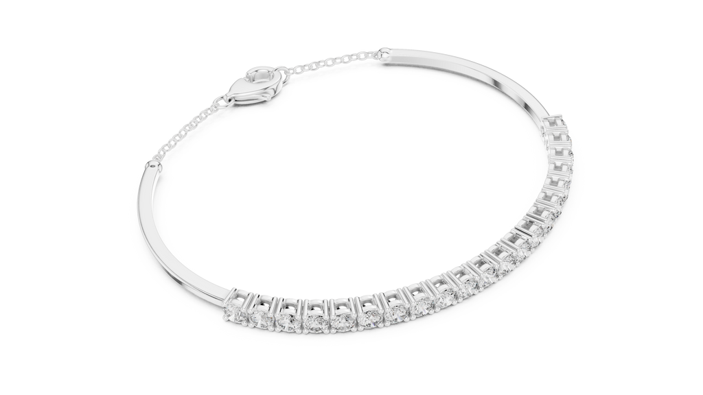 Classic Chain Bangle With Round Diamond