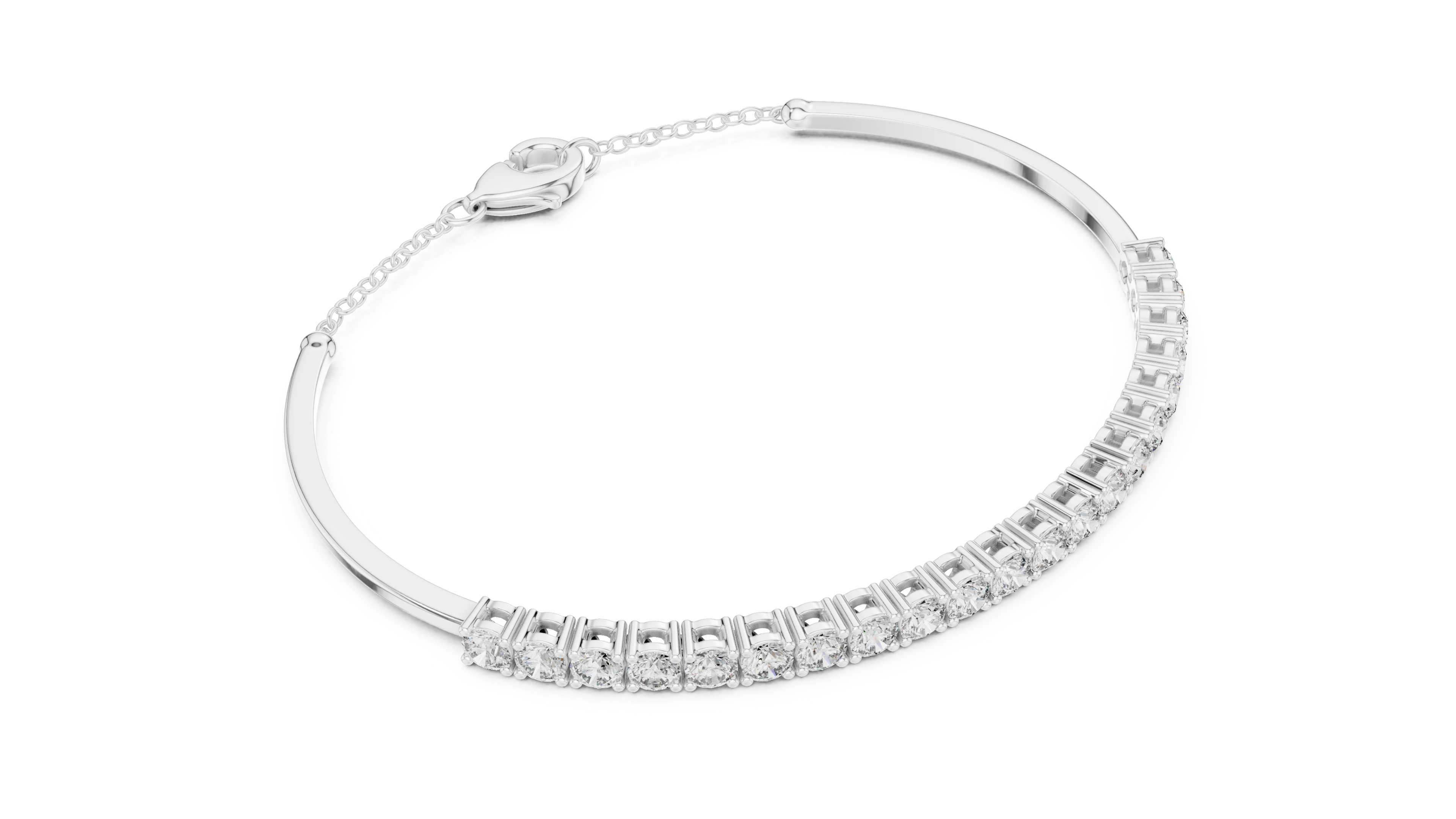 Classic Chain Bangle With Round Diamond