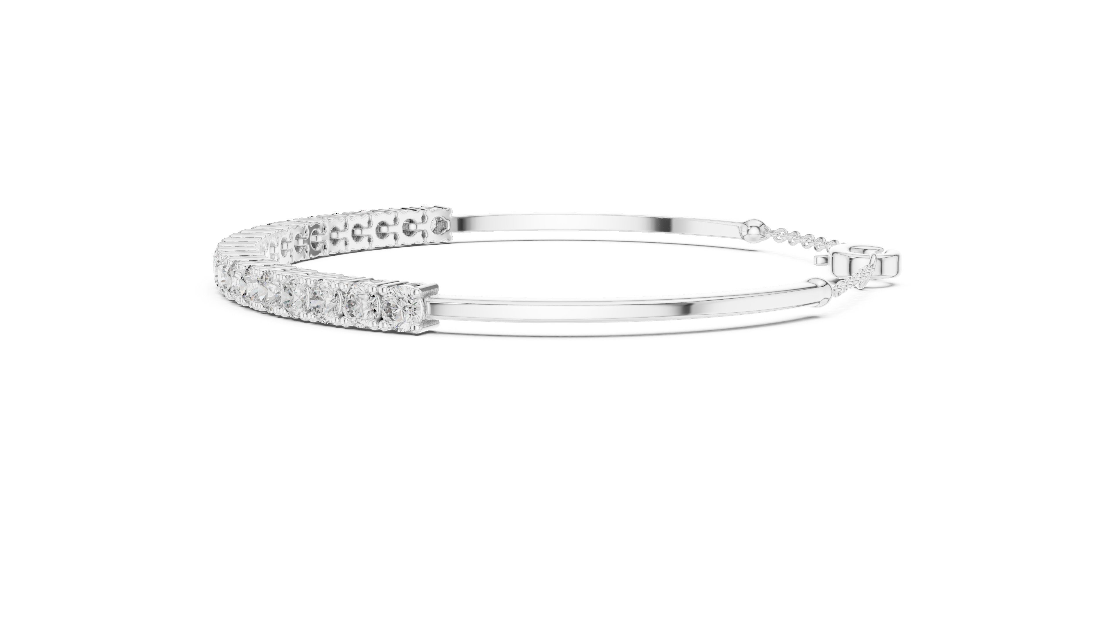 Classic Chain Bangle With Round Diamond