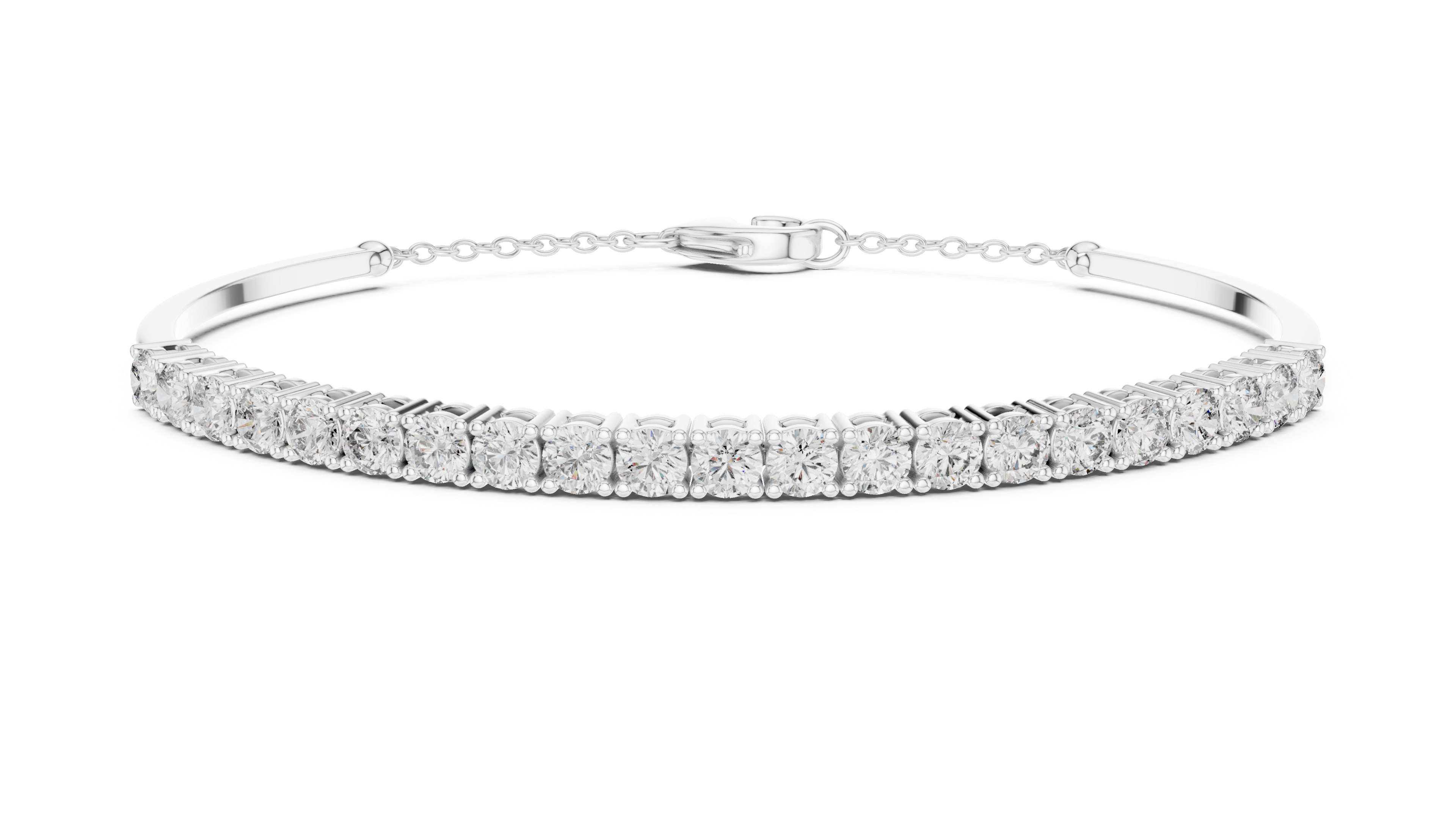 Classic Chain Bangle With Round Diamond