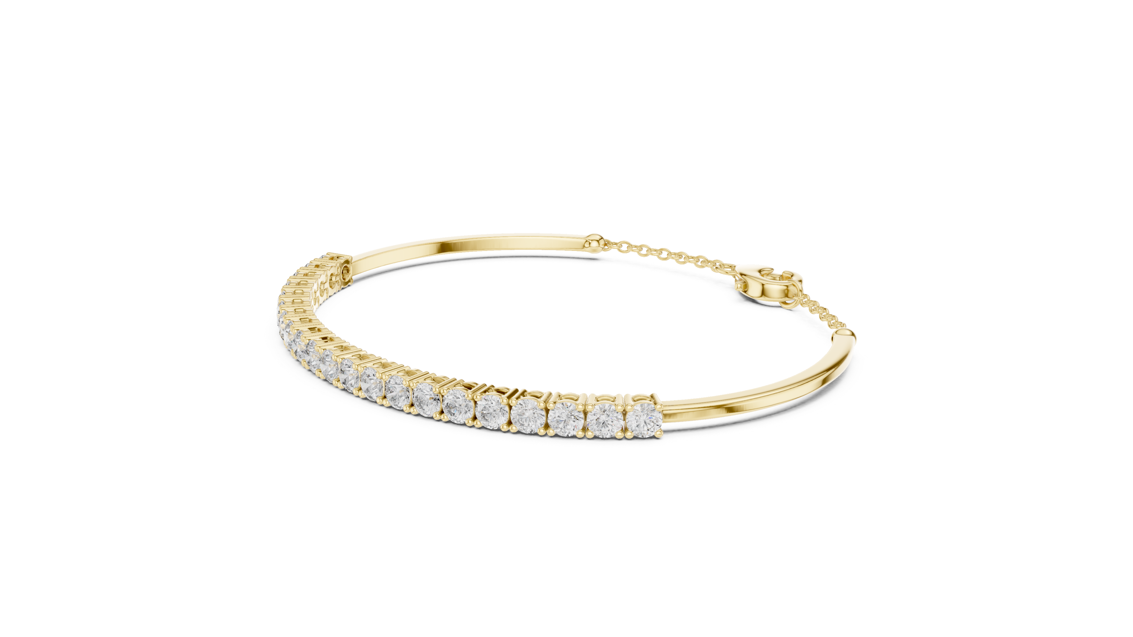 Classic Chain Bangle With Round Diamond