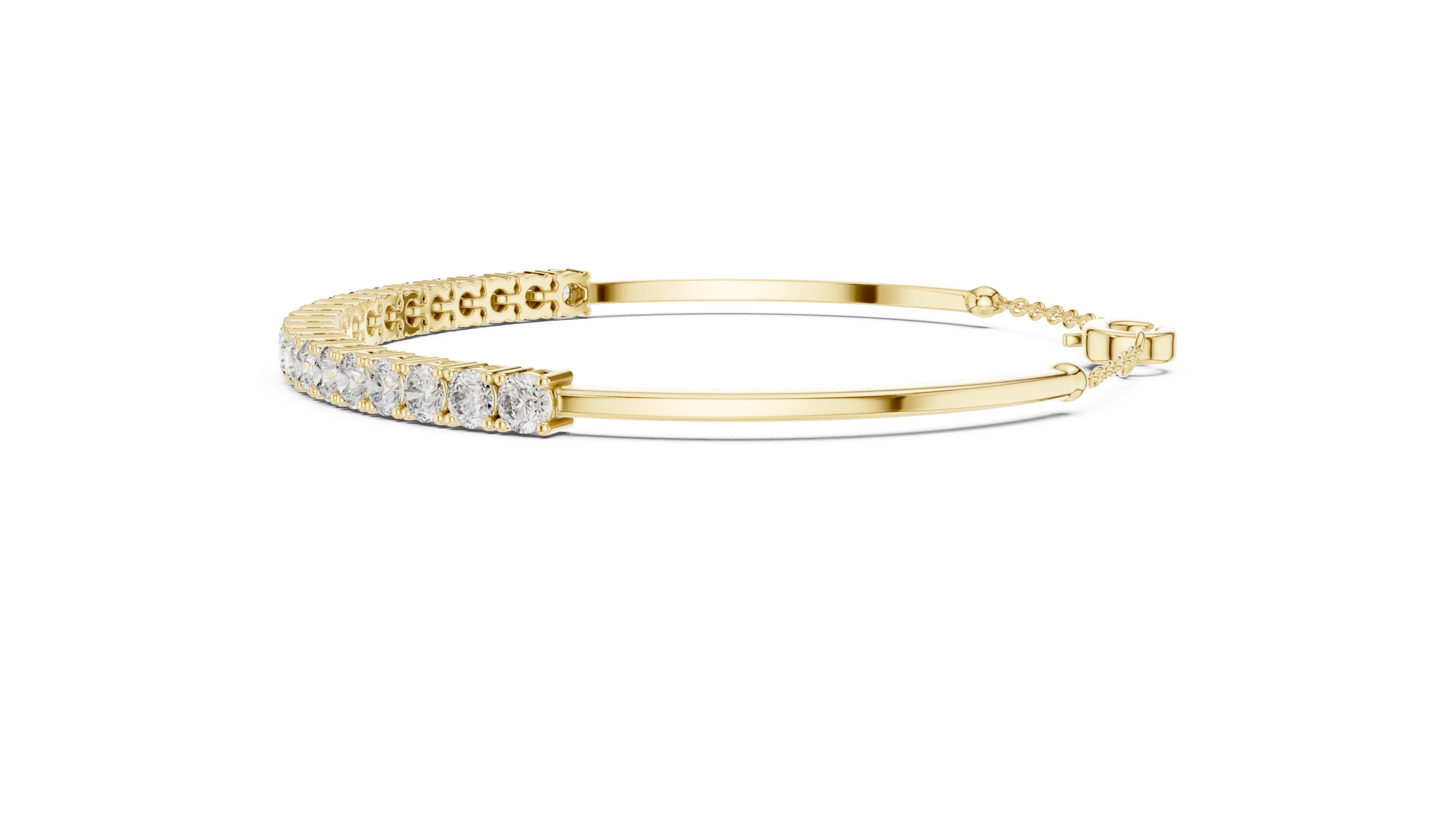 Classic Chain Bangle With Round Diamond
