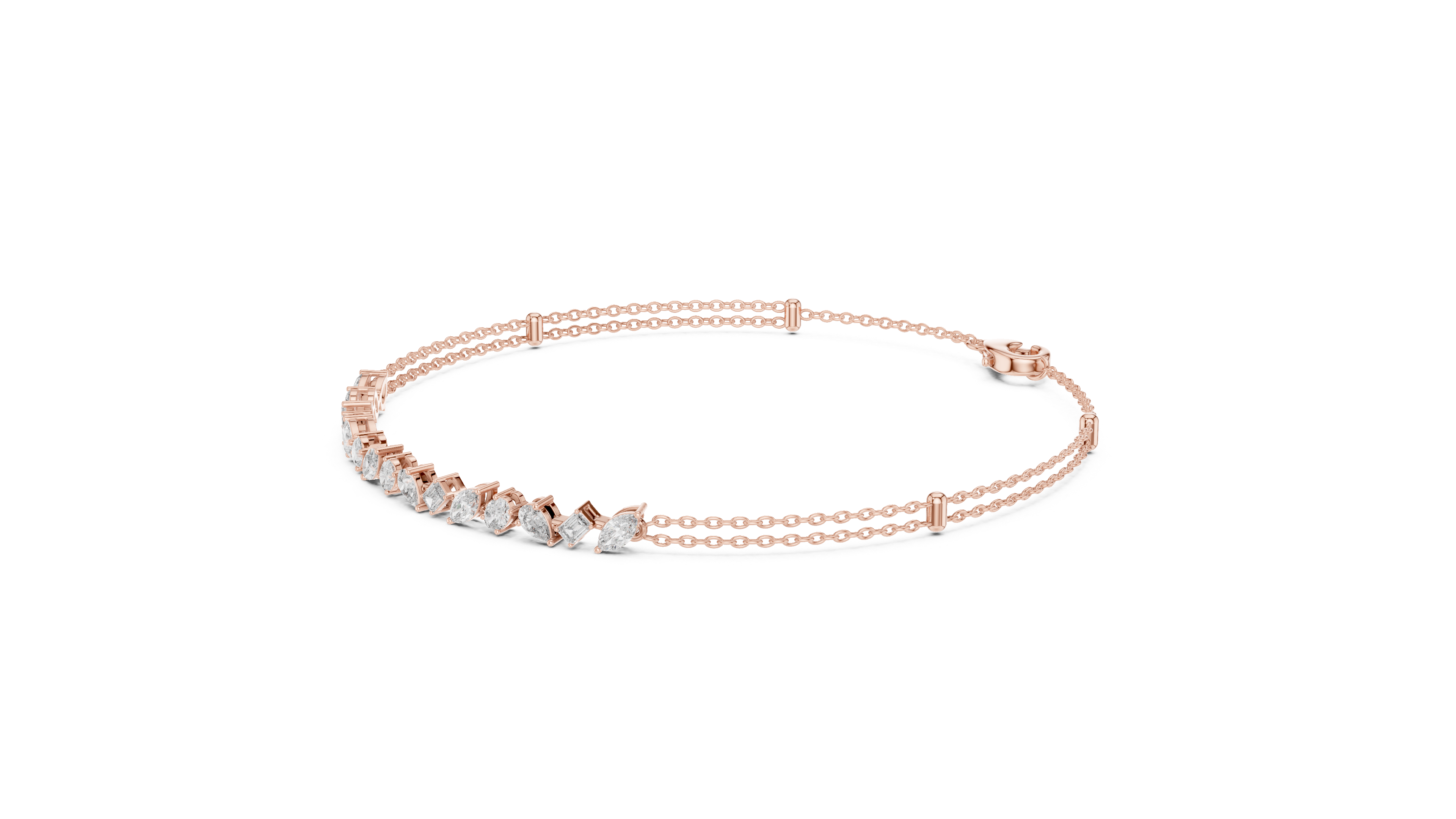Brilliant Cut Diamond Classic Twin Chain Bracelet