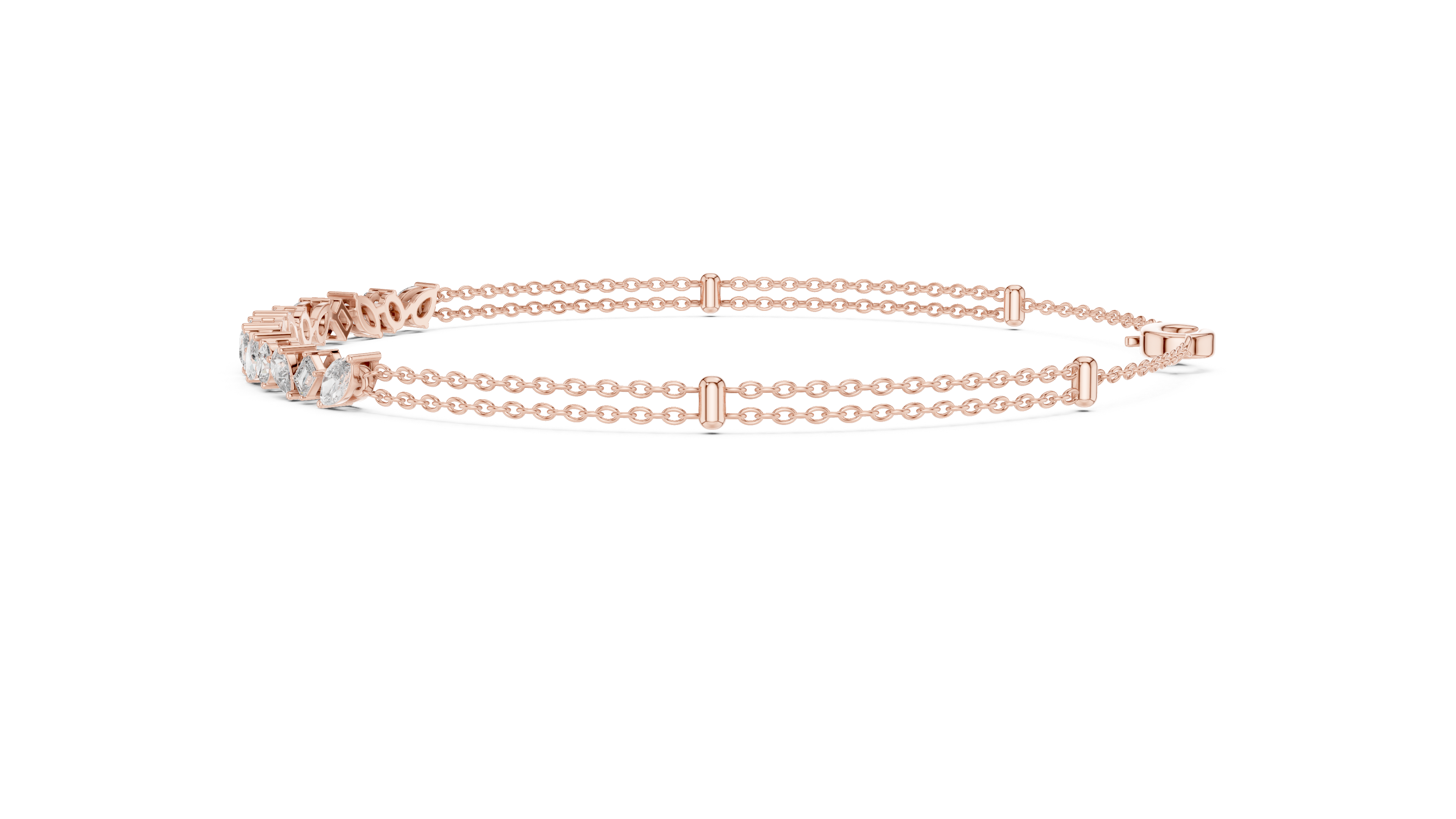 Brilliant Cut Diamond Classic Twin Chain Bracelet
