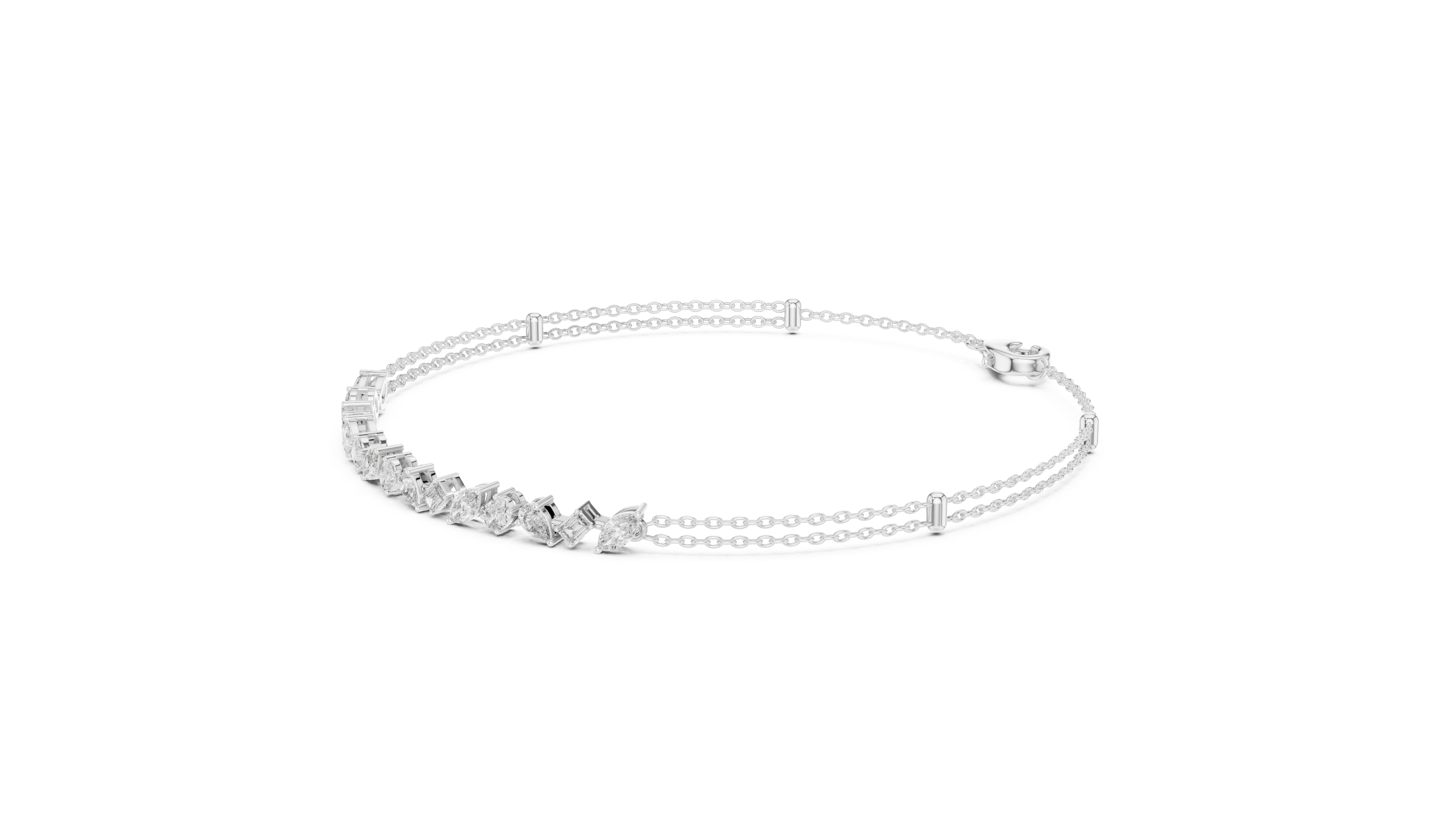 Brilliant Cut Diamond Classic Twin Chain Bracelet