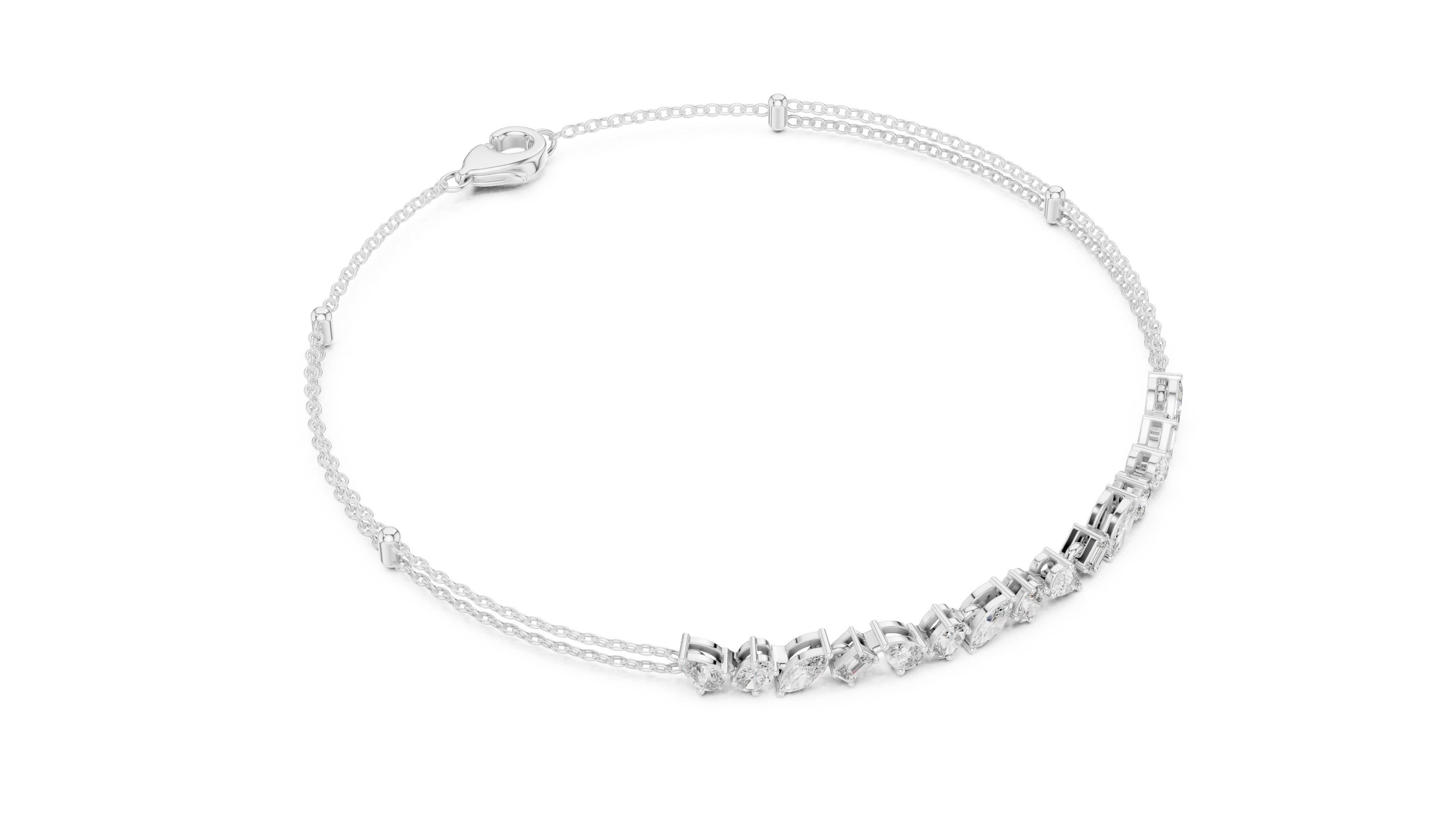 Brilliant Cut Diamond Classic Twin Chain Bracelet