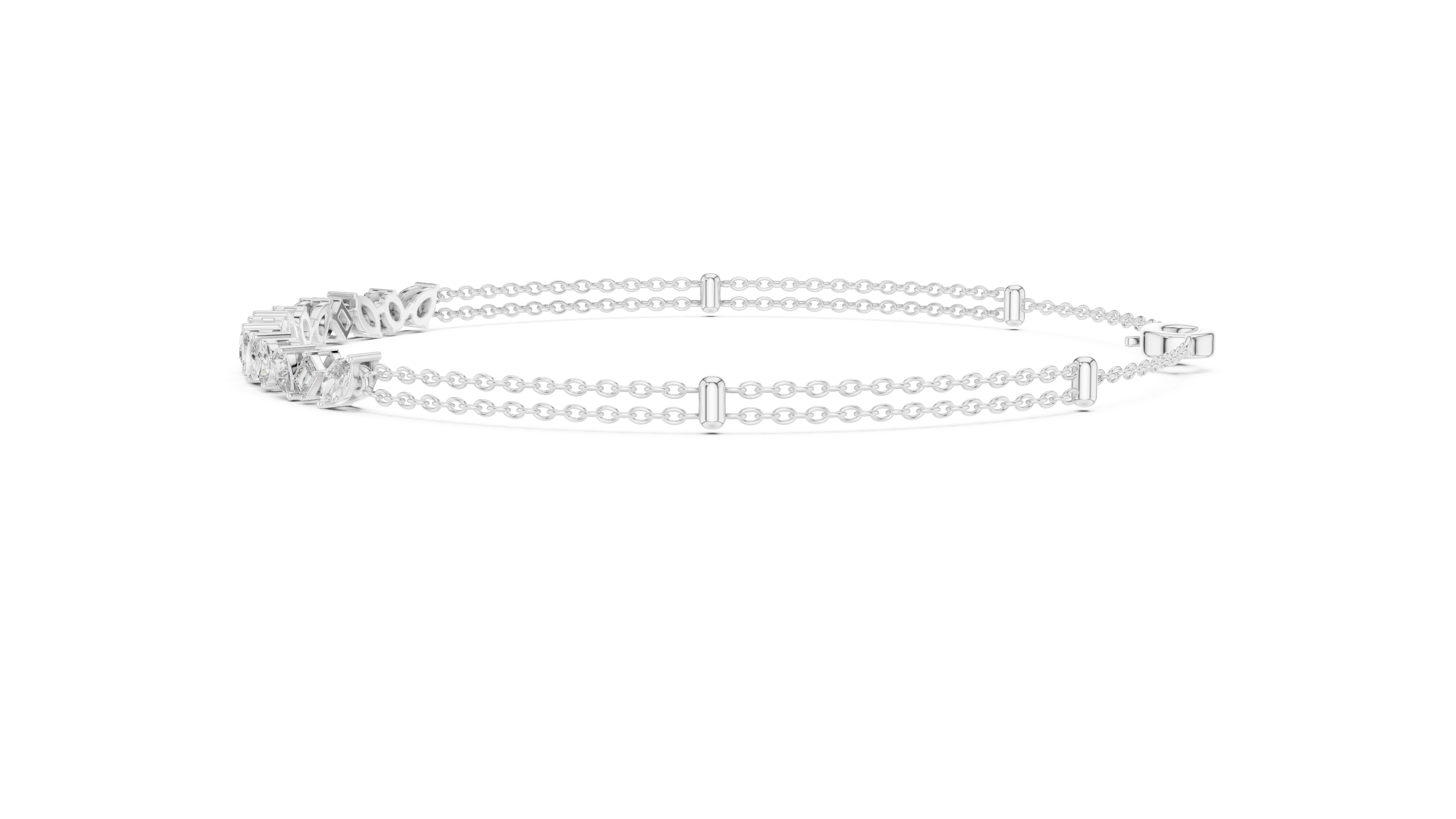 Brilliant Cut Diamond Classic Twin Chain Bracelet