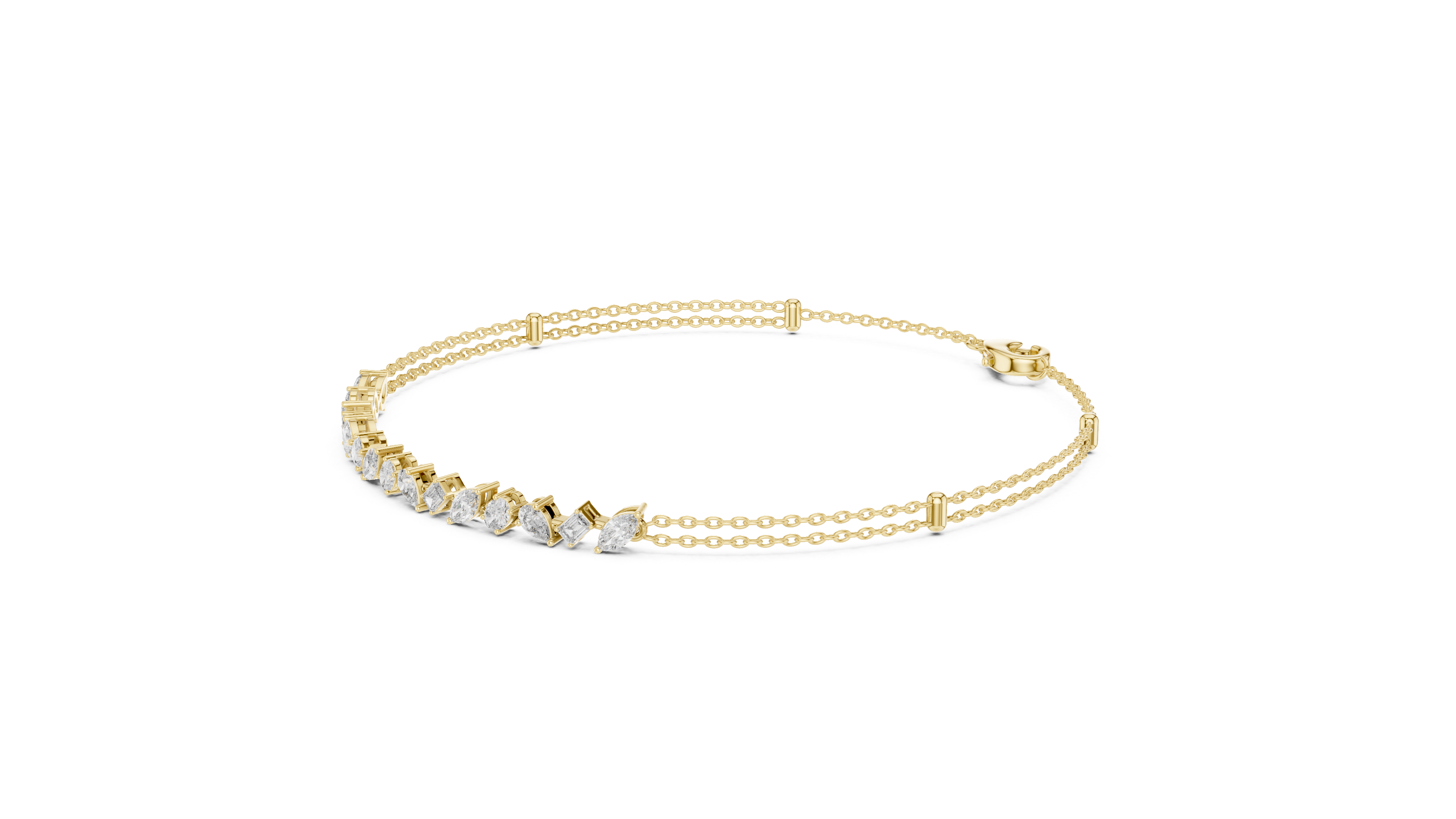 Brilliant Cut Diamond Classic Twin Chain Bracelet