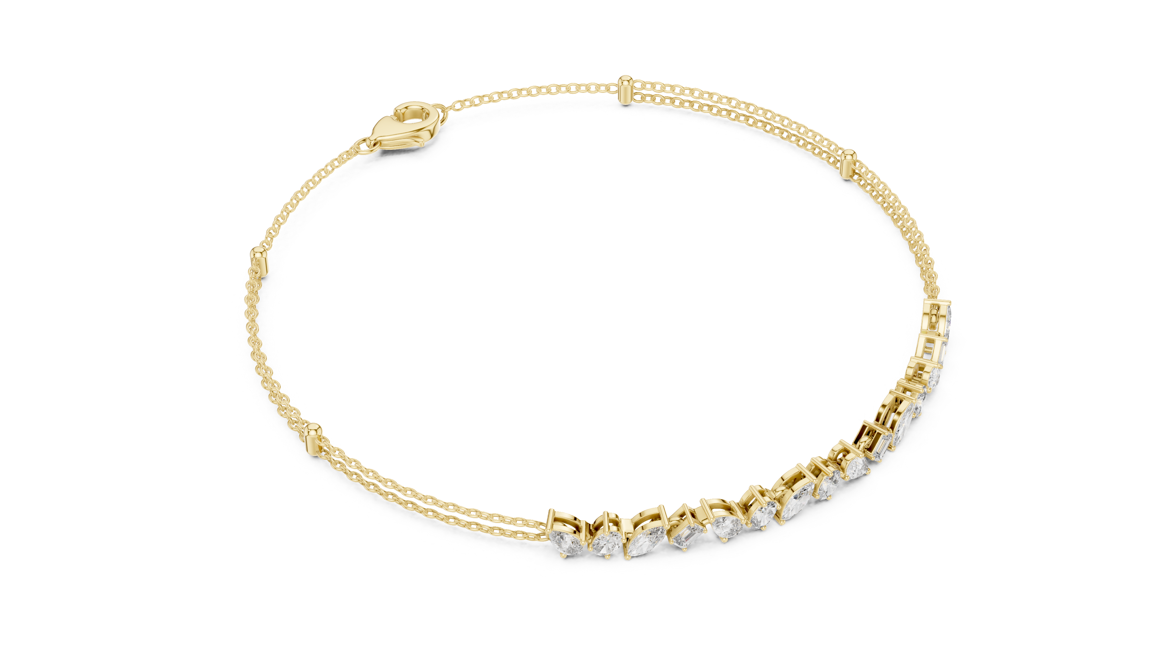Brilliant Cut Diamond Classic Twin Chain Bracelet