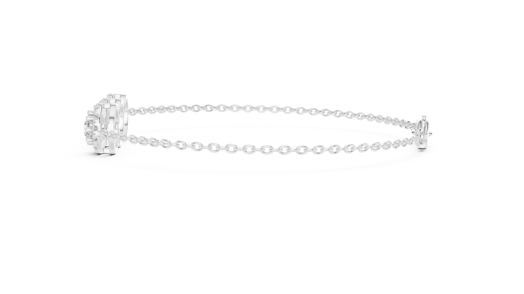 Three Stone Halo Lab Grown Diamond Bracelet