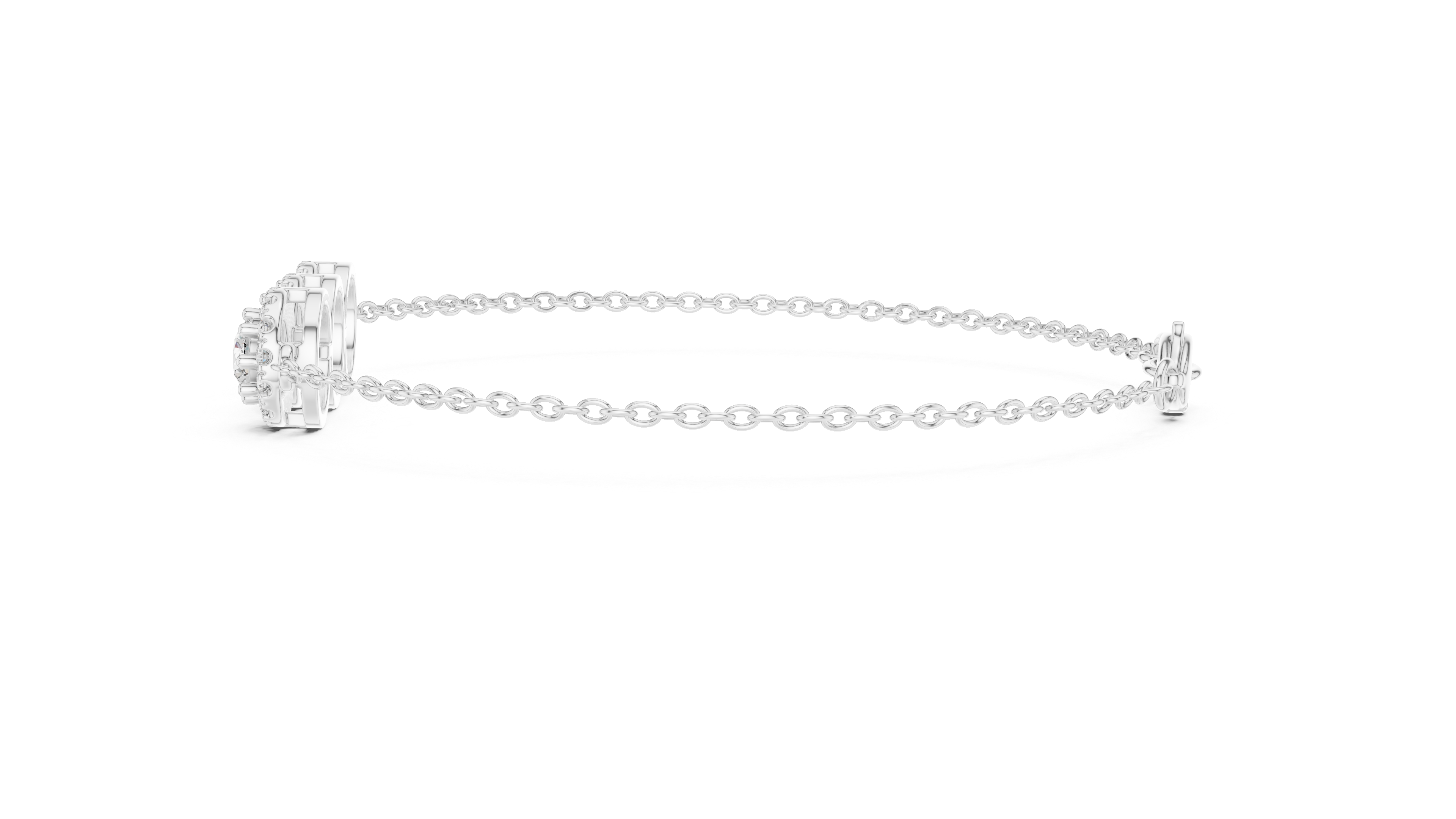 Three Stone Halo Lab Grown Diamond Bracelet
